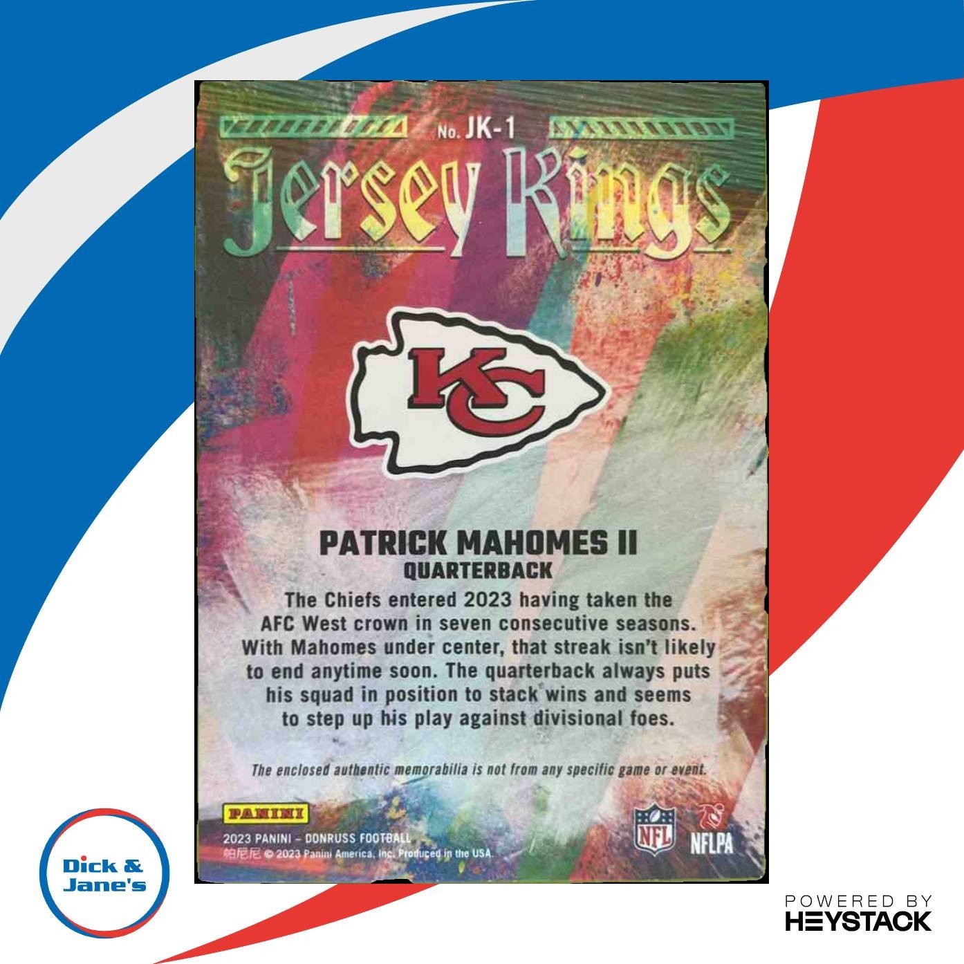 2023 Panini Donruss Patrick Mahomes II Jersey Kings /399 MEM Kansas City Chiefs - Sports Cards