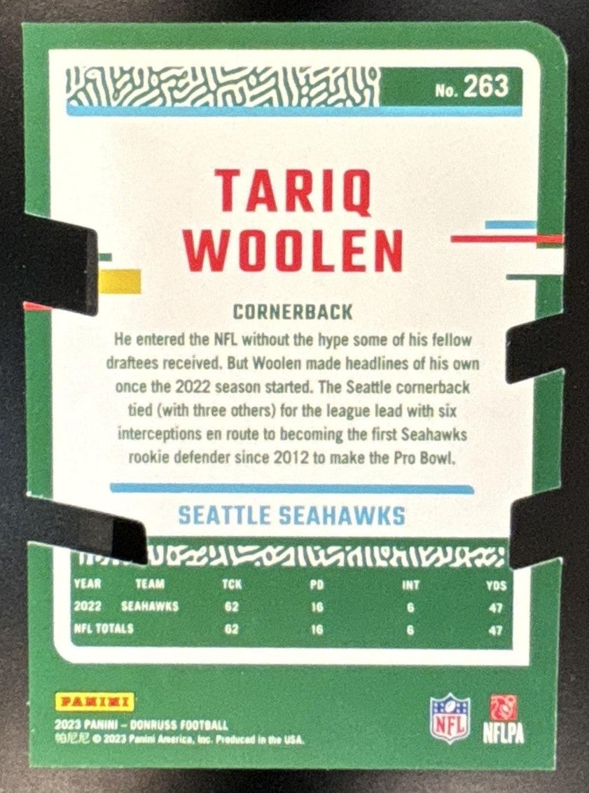 2023 Panini Donruss Tariq Woolen Press Proof Gold Die Cut /25 #263 Seahawks - Sports Cards