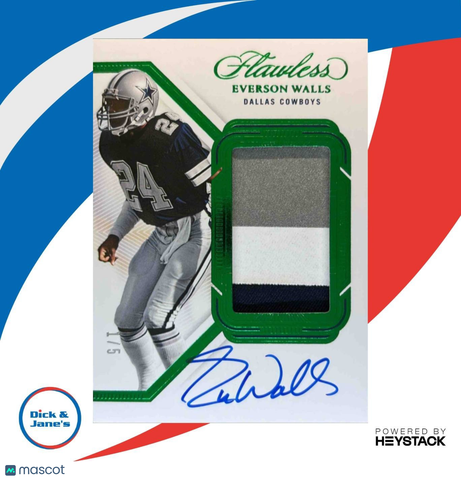 2023 Panini Flawless Everson Walls Patch Auto Emerald 1/5 MEM Dallas Cowboys - Sports Cards