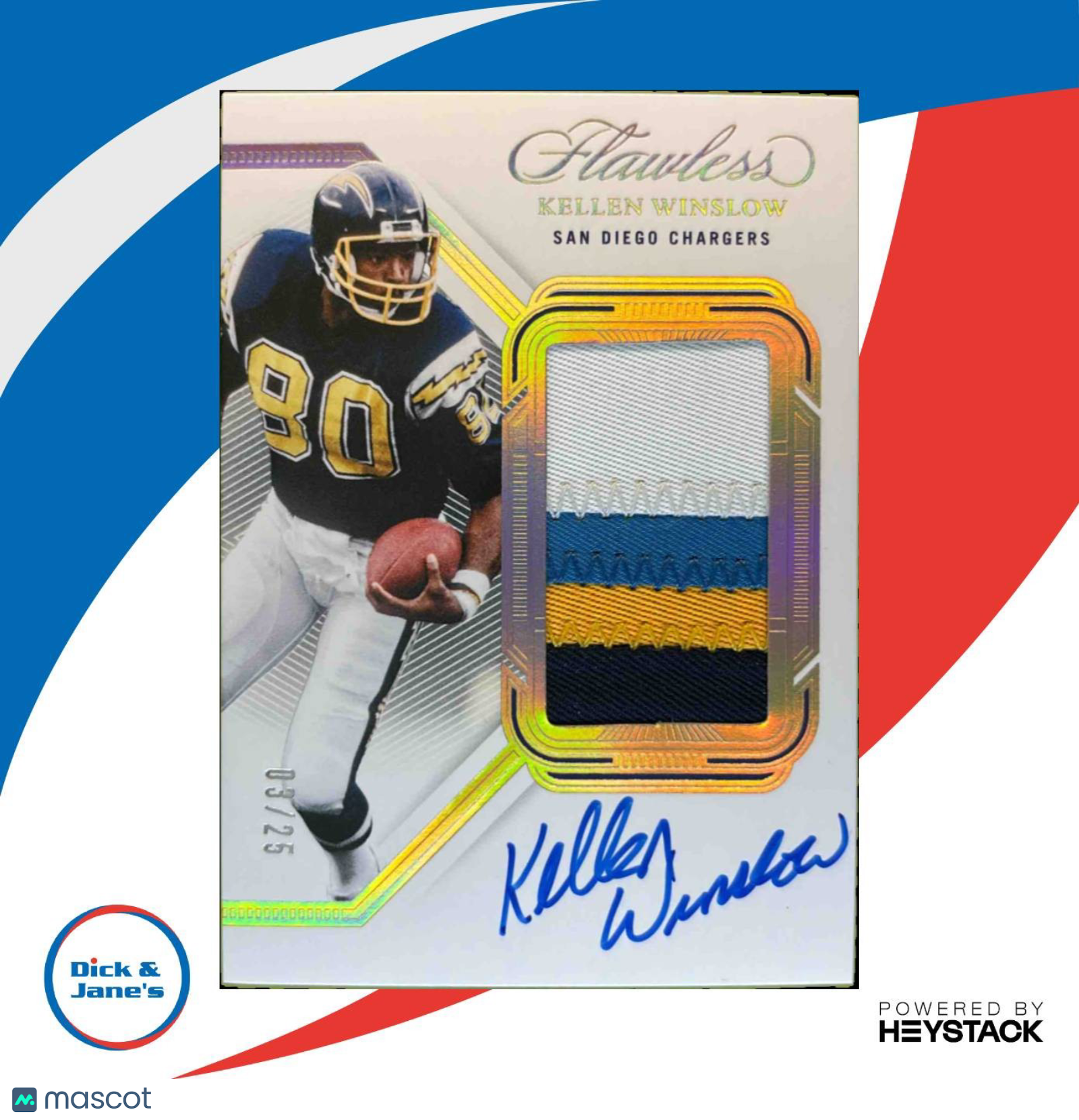 2023 Panini Flawless Kellen Winslow Patch Auto 03/25 San Diego Chargers - Sports Cards