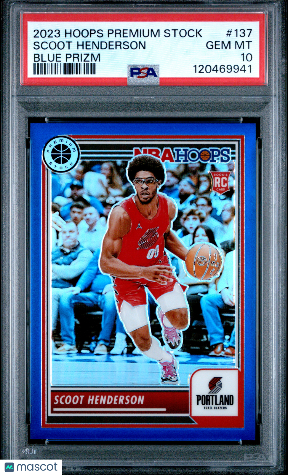 2023 Panini Hoops Premium Stock Scoot Henderson Blue Prizm #137 PSA 10 /120 - Graded Sports Cards