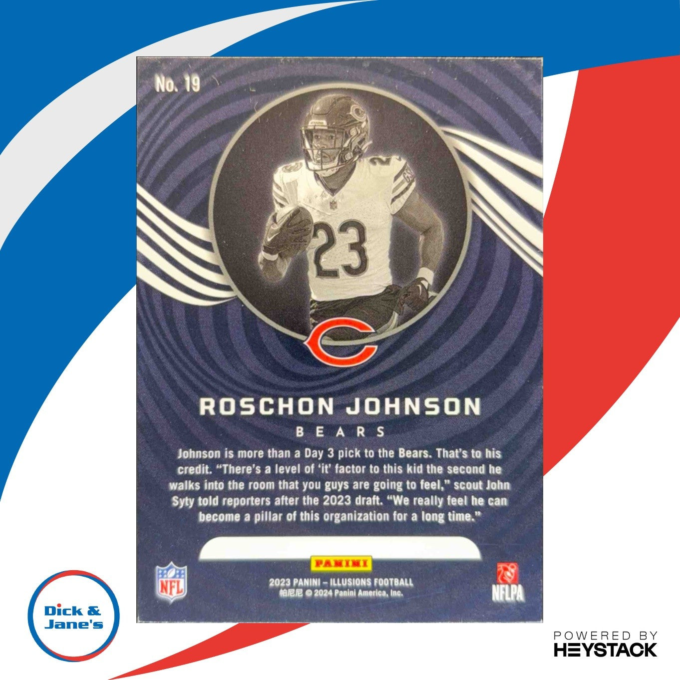2023 Panini Illusions Roschon Johnson Green Trophy Collection 1/10 RC Chicago - Sports Cards