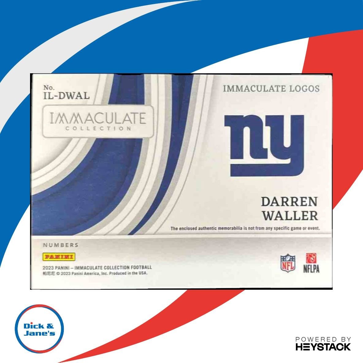 2023 Panini Immaculate Collection Darren Waller Numbers /25 MEM New York Giants - Sports Cards