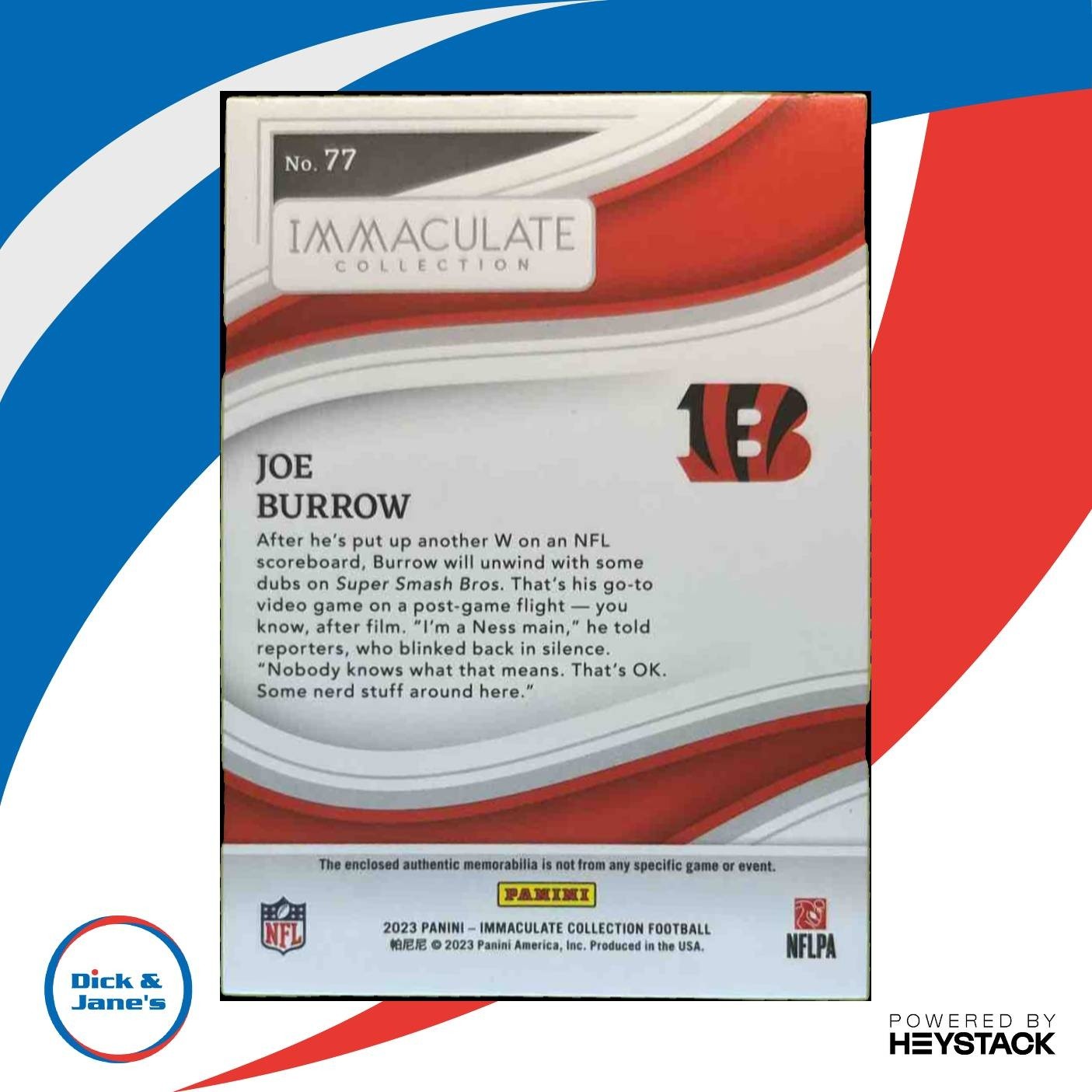 2023 Panini Immaculate Collection Joe Burrow /99 #77 MEM Cincinnati Bengals - Sports Cards