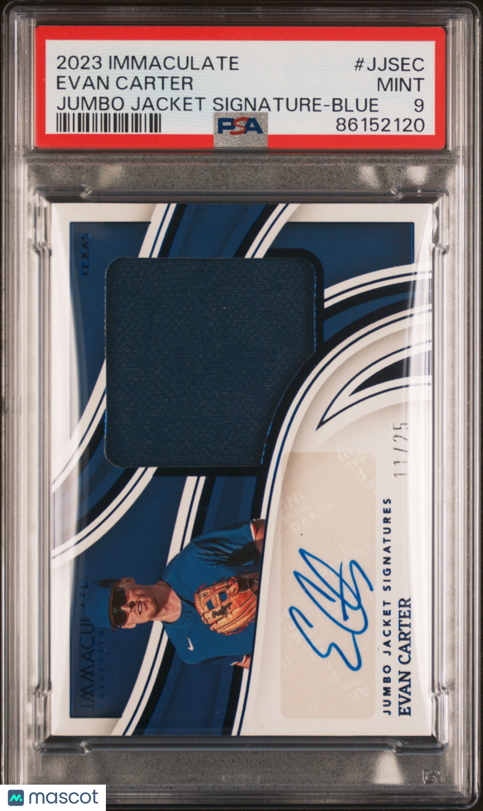 2023 Panini Immaculate Collection Jumbo Signatures Evan Carte PSA 9 Baseball - Graded Sports Cards