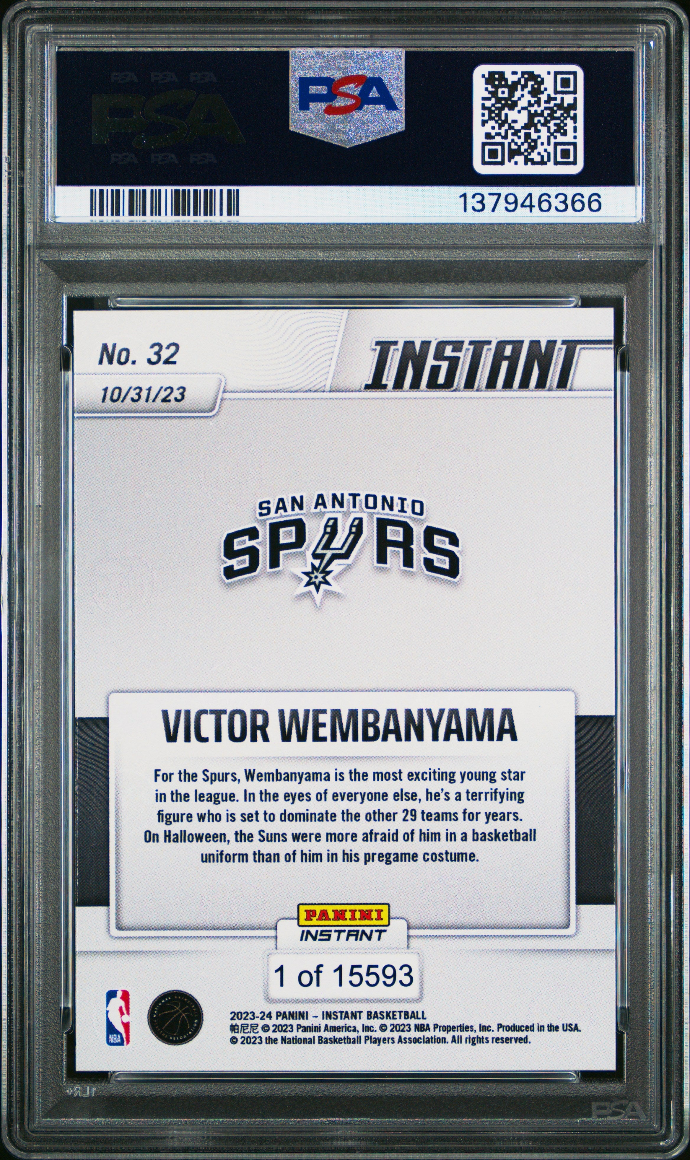 2023 Panini Instant Victor Wembanyama #32 PSA 10 GEM MINT San Antonio Spurs - Graded Sports Cards