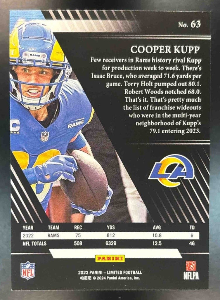 2023 Panini Limited Cooper Kupp Emerald Spotlight /10 #63 Los Angeles Rams - Sports Cards