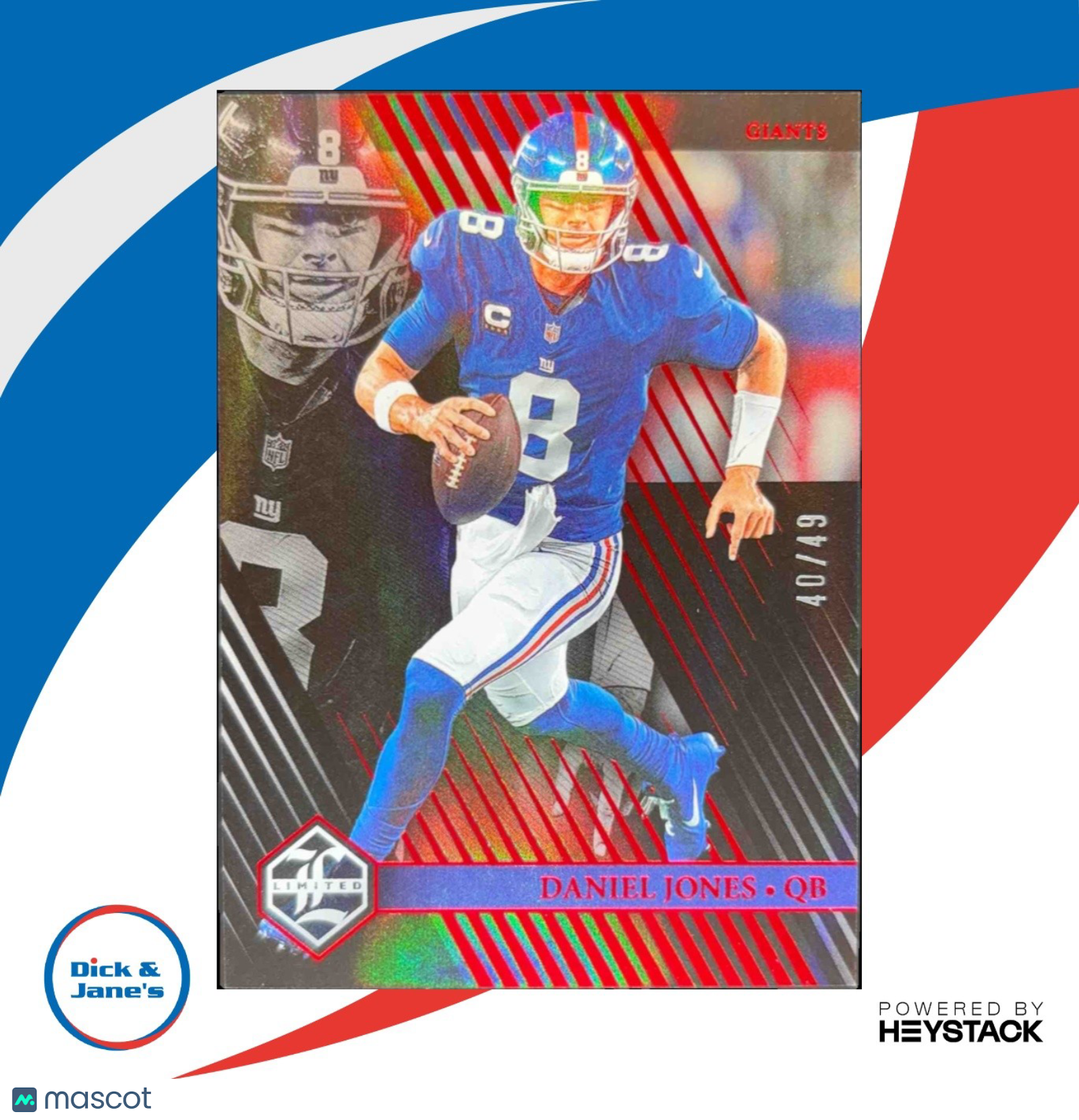 2023 Panini Limited Daniel Jones Ruby Spotlight 40/49 #79 New York Giants - Sports Cards