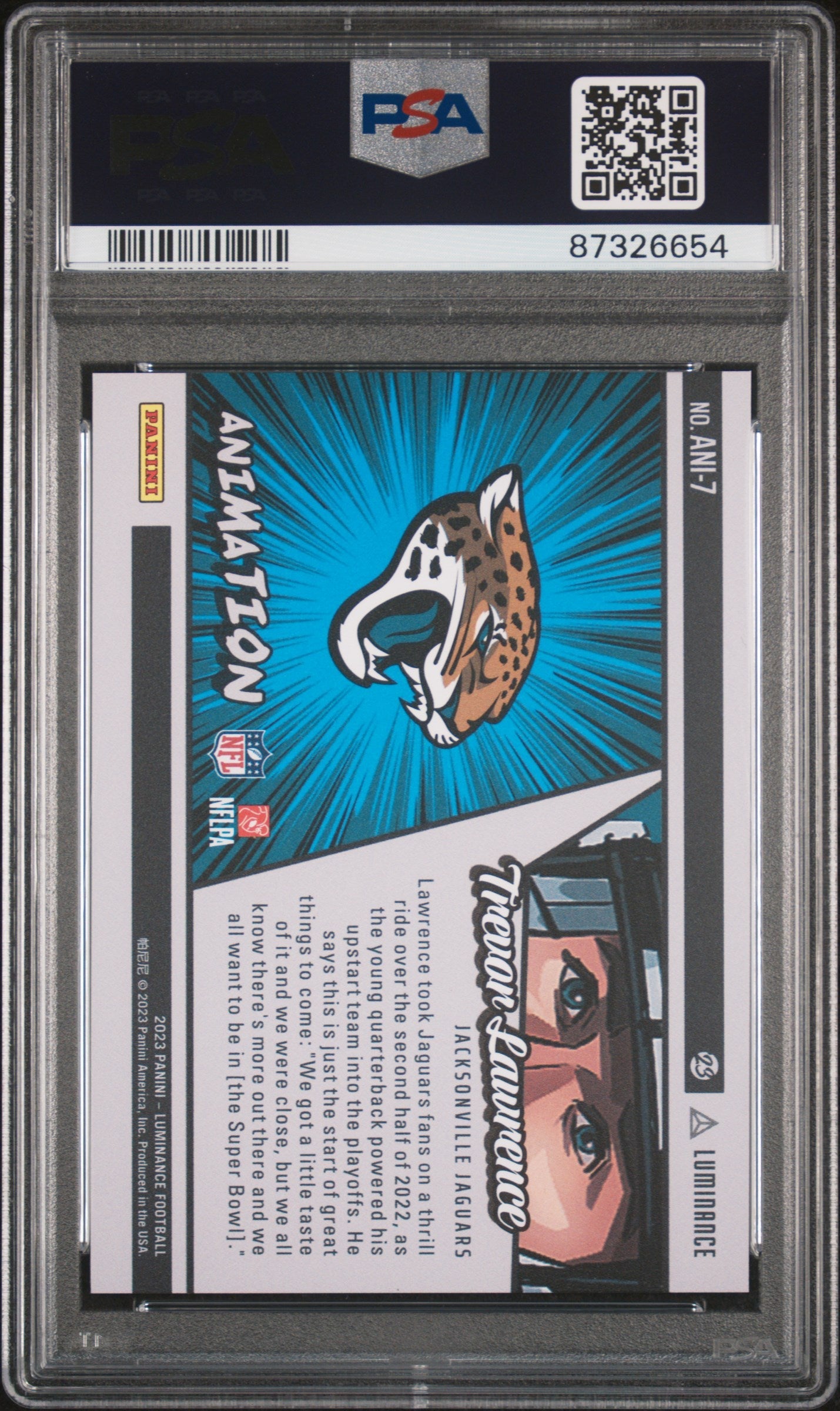 2023 Panini Luminance Animation Trevor Lawrence #ANI7 PSA 9 Jaguars CASE HIT! - Graded Sports Cards
