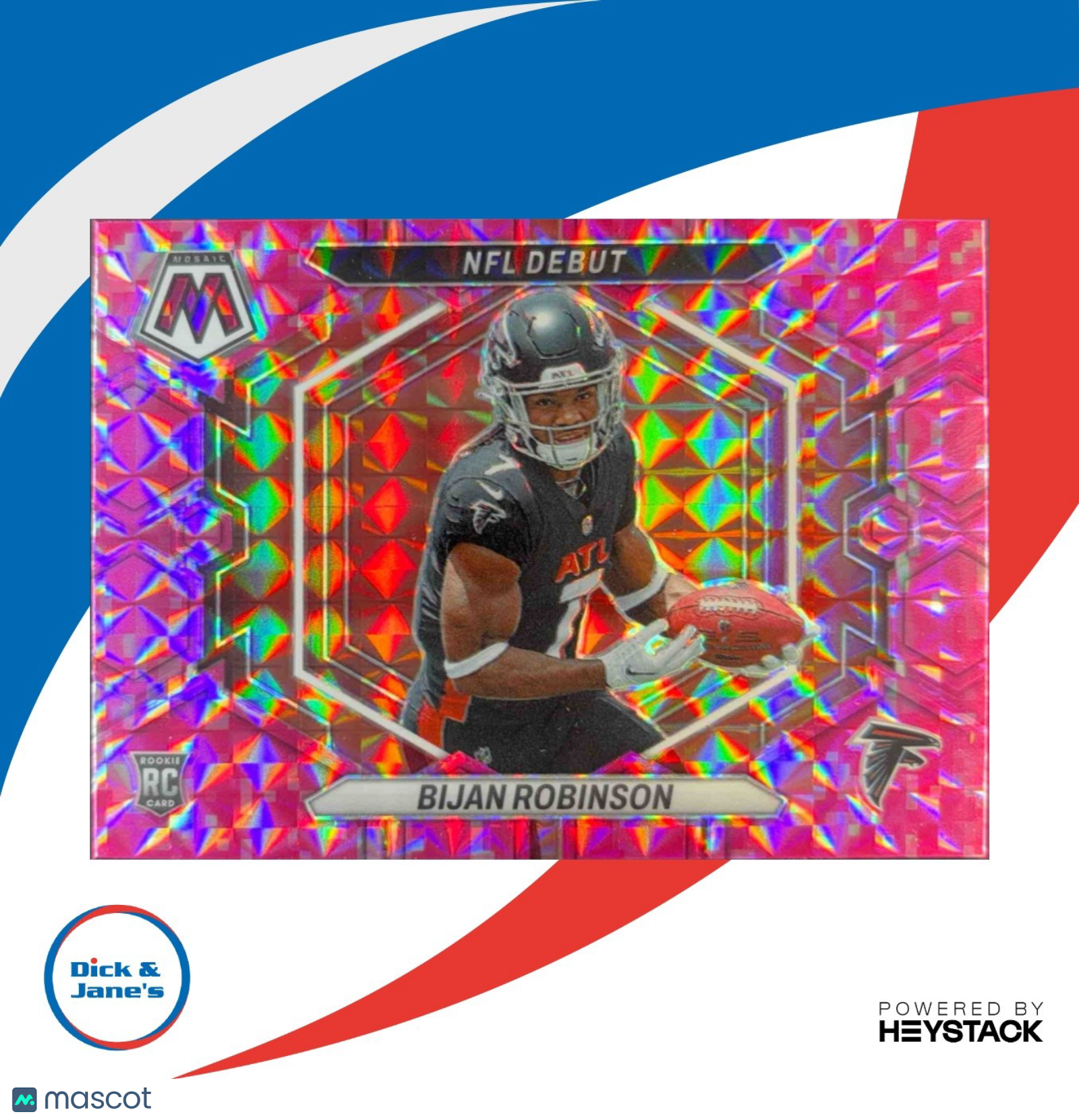 2023 Panini Mosaic Bijan Robinson Camo Pink #ND-9 RC NFL Debut Atlanta Falcons - Sports Cards