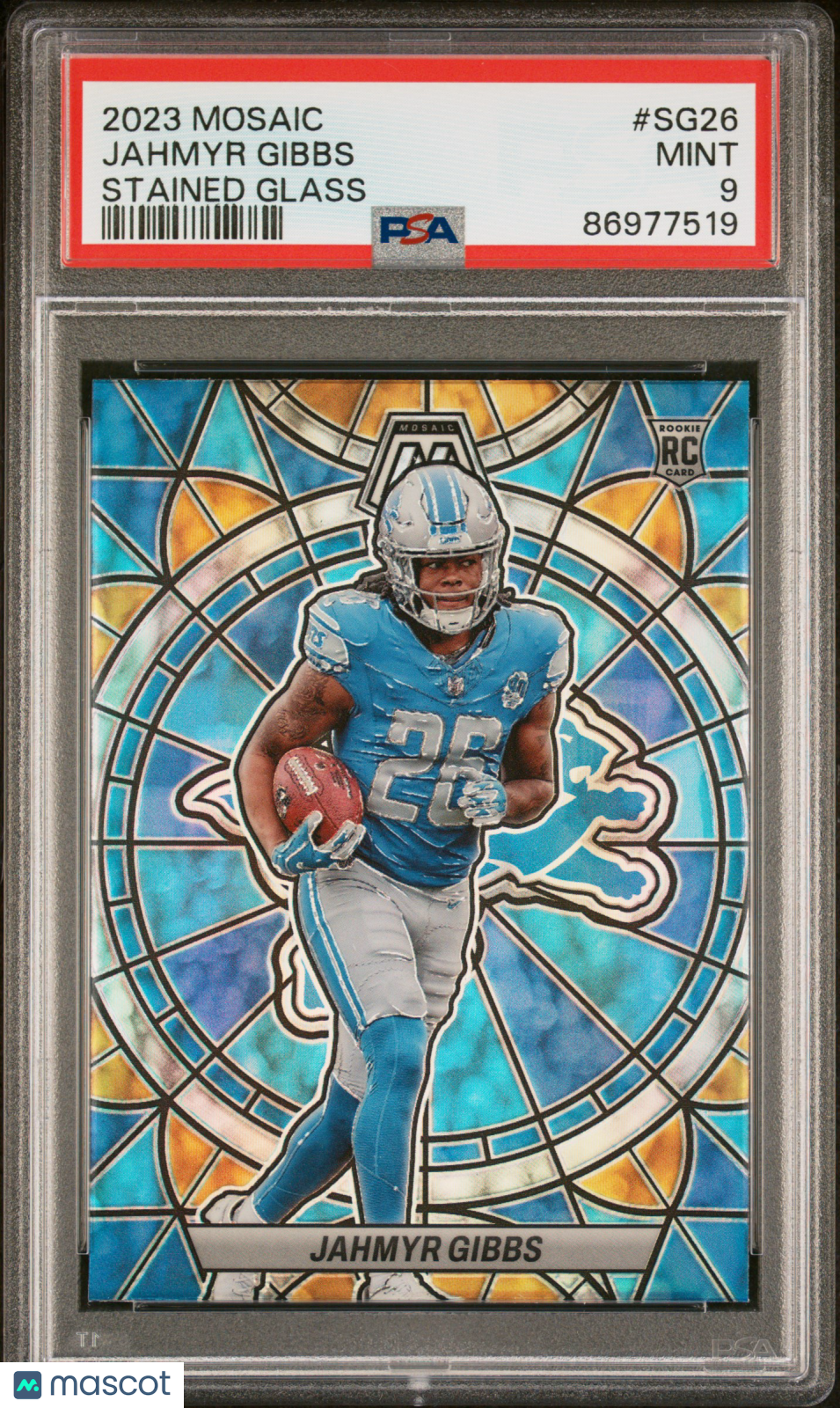 2023 Panini Mosaic Stained Glass Jahmyr Gibbs #SG26 PSA 9 Detroit Lions - Graded Sports Cards