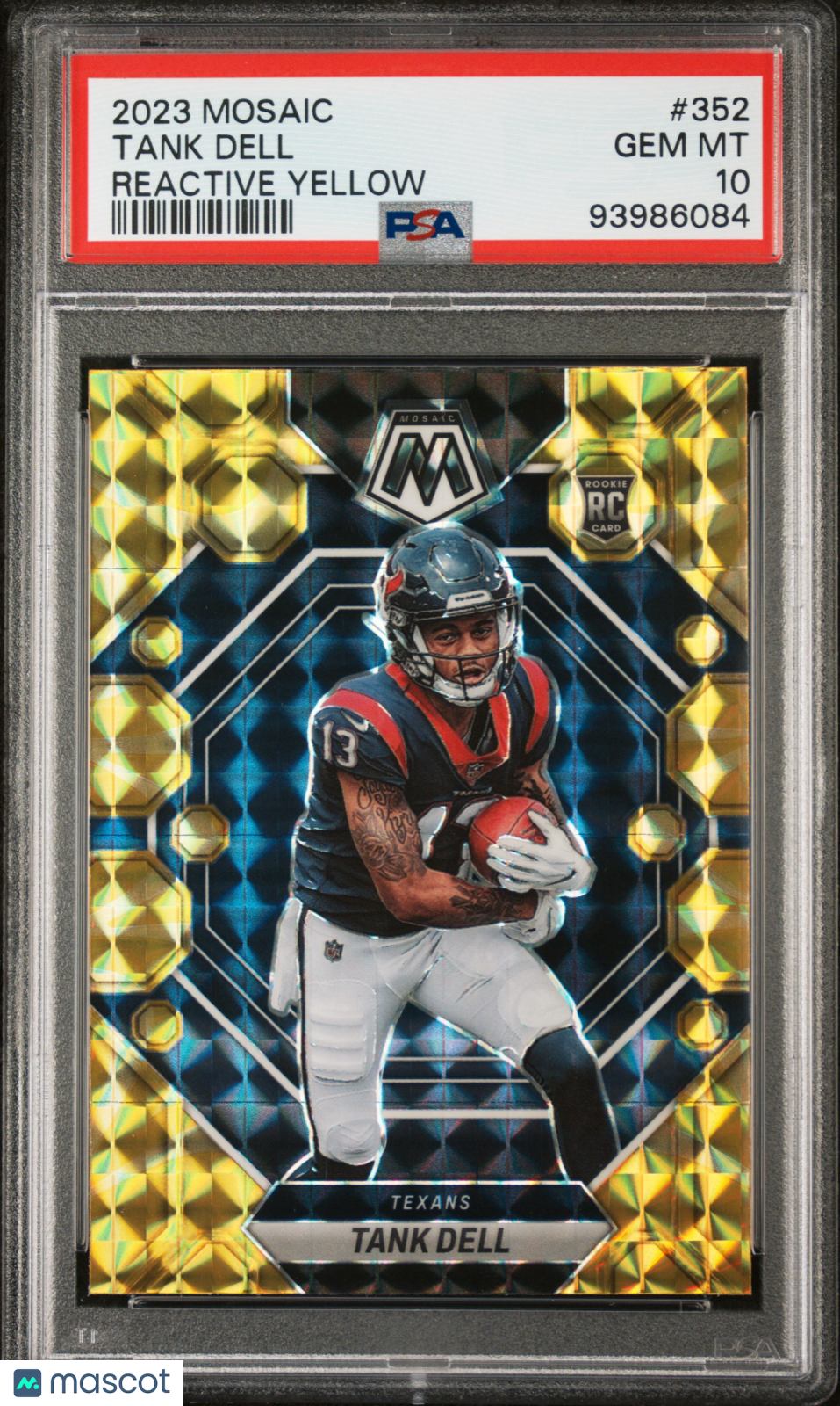 2023 Panini Mosaic Tank Dell Reactive Yellow Rookie #352 PSA 10 GEM MINT Texans - Graded Sports Cards