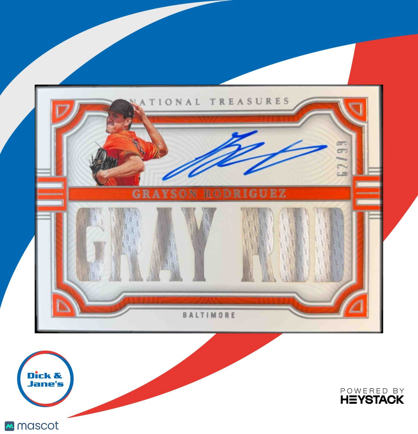2023 Panini National Treasures Grayson Rodriguez Signature Names 62/99 Auto - Sports Cards