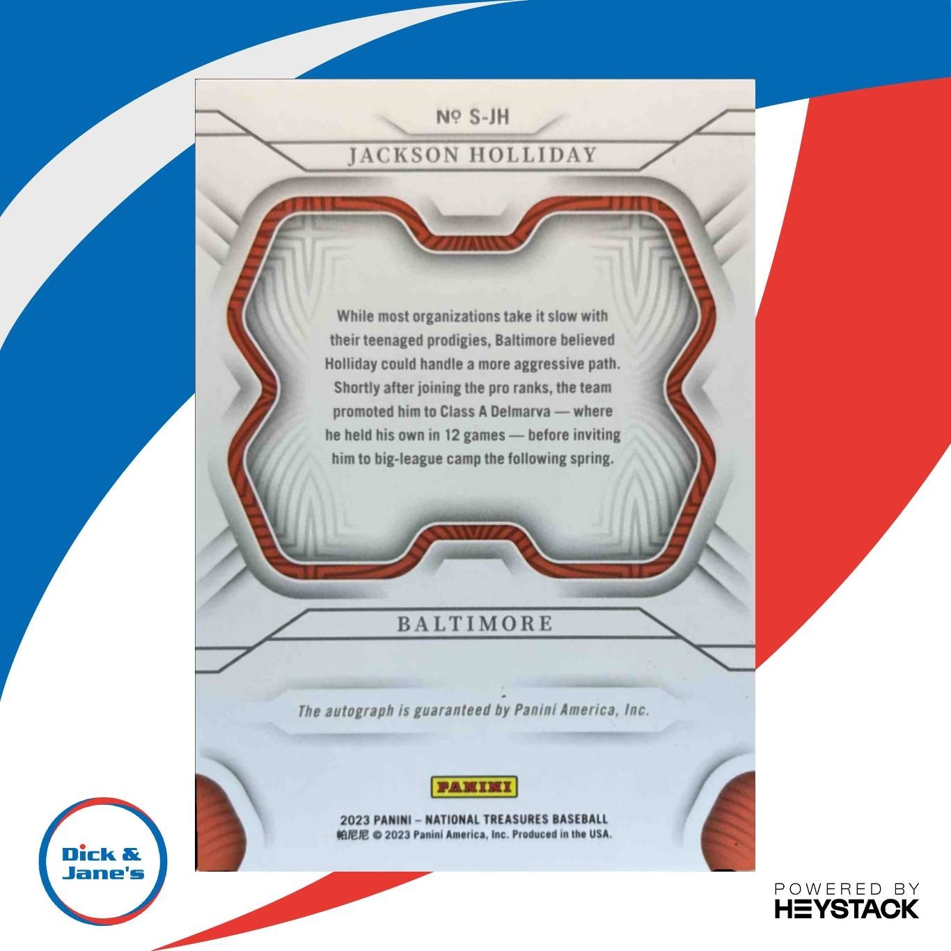 2023 Panini National Treasures Jackson Holliday Signatures Gold 11/49 Orioles - Sports Cards