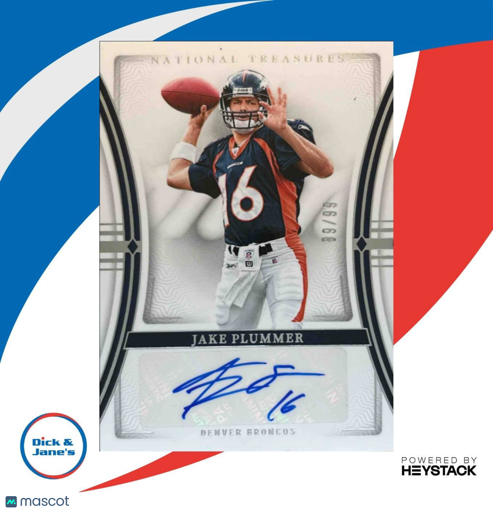 2023 Panini National Treasures Jake Plummer Signatures 9/99 Denver Broncos - Sports Cards