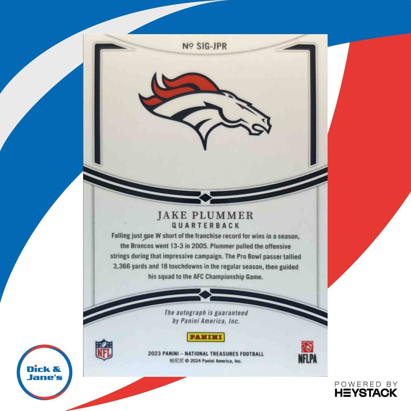 2023 Panini National Treasures Jake Plummer Signatures 9/99 Denver Broncos - Sports Cards