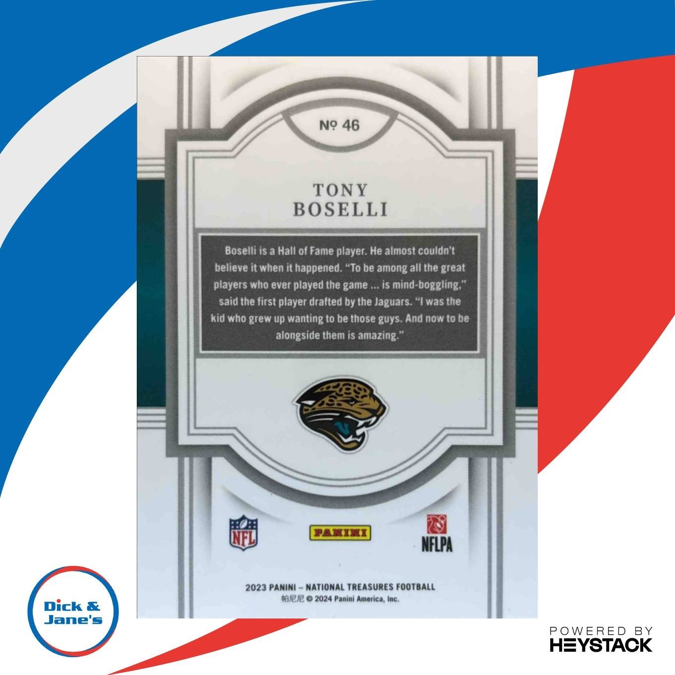 2023 Panini National Treasures Tony Boselli 82/99 #46 Jacksonville Jaguars - Sports Cards
