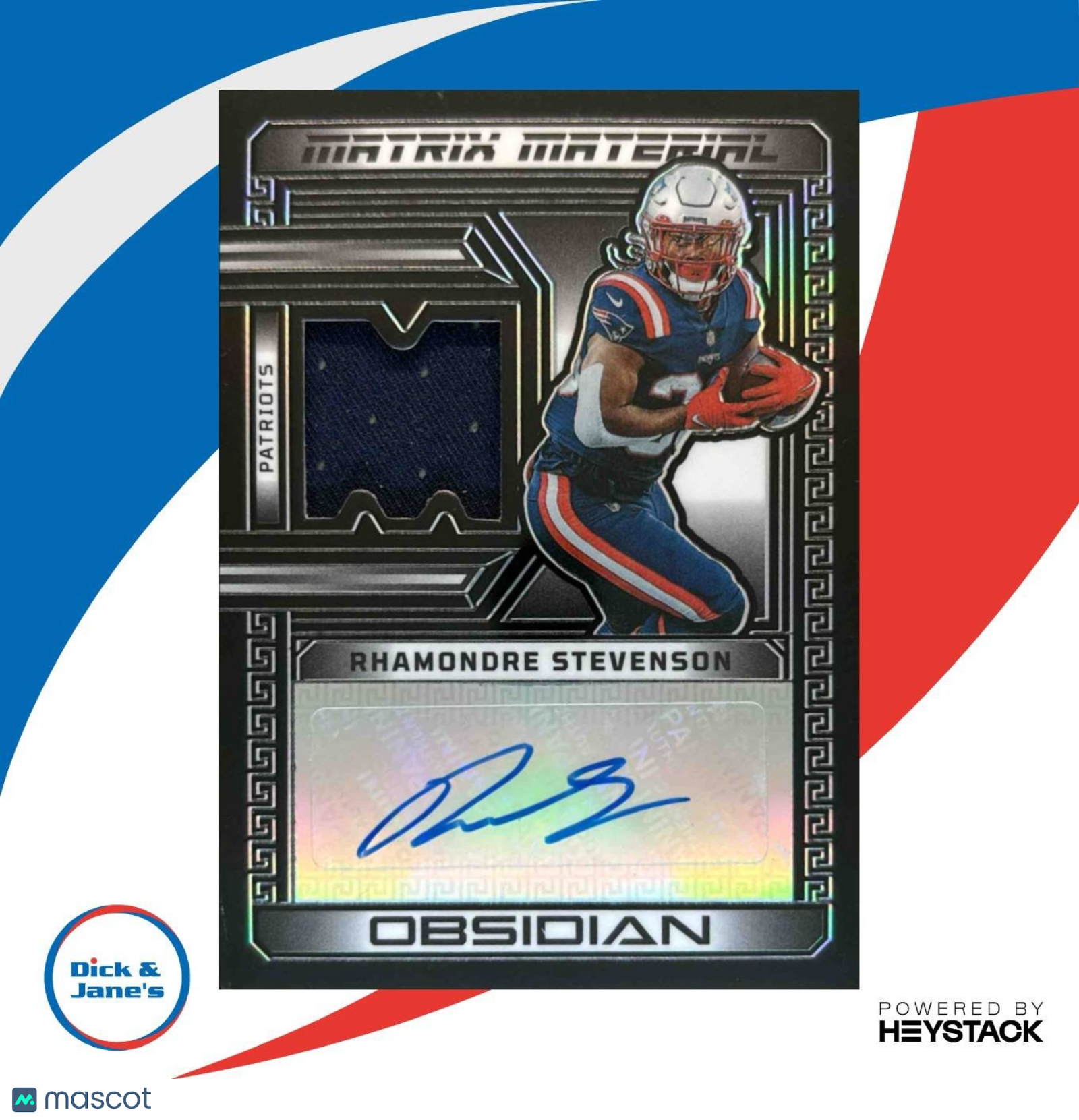 2023 Panini Obsidian Rhamondre Stevenson Matrix Material Auto /199 Patriots - Sports Cards