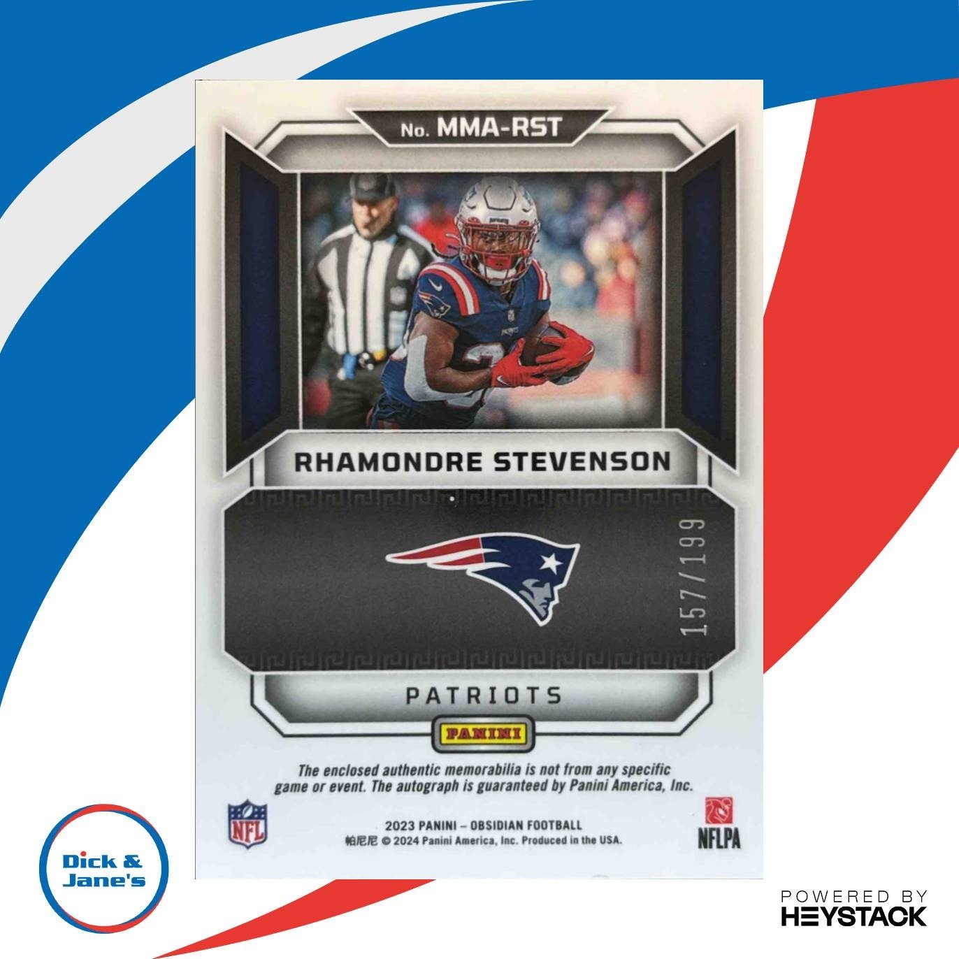 2023 Panini Obsidian Rhamondre Stevenson Matrix Material Auto /199 Patriots - Sports Cards