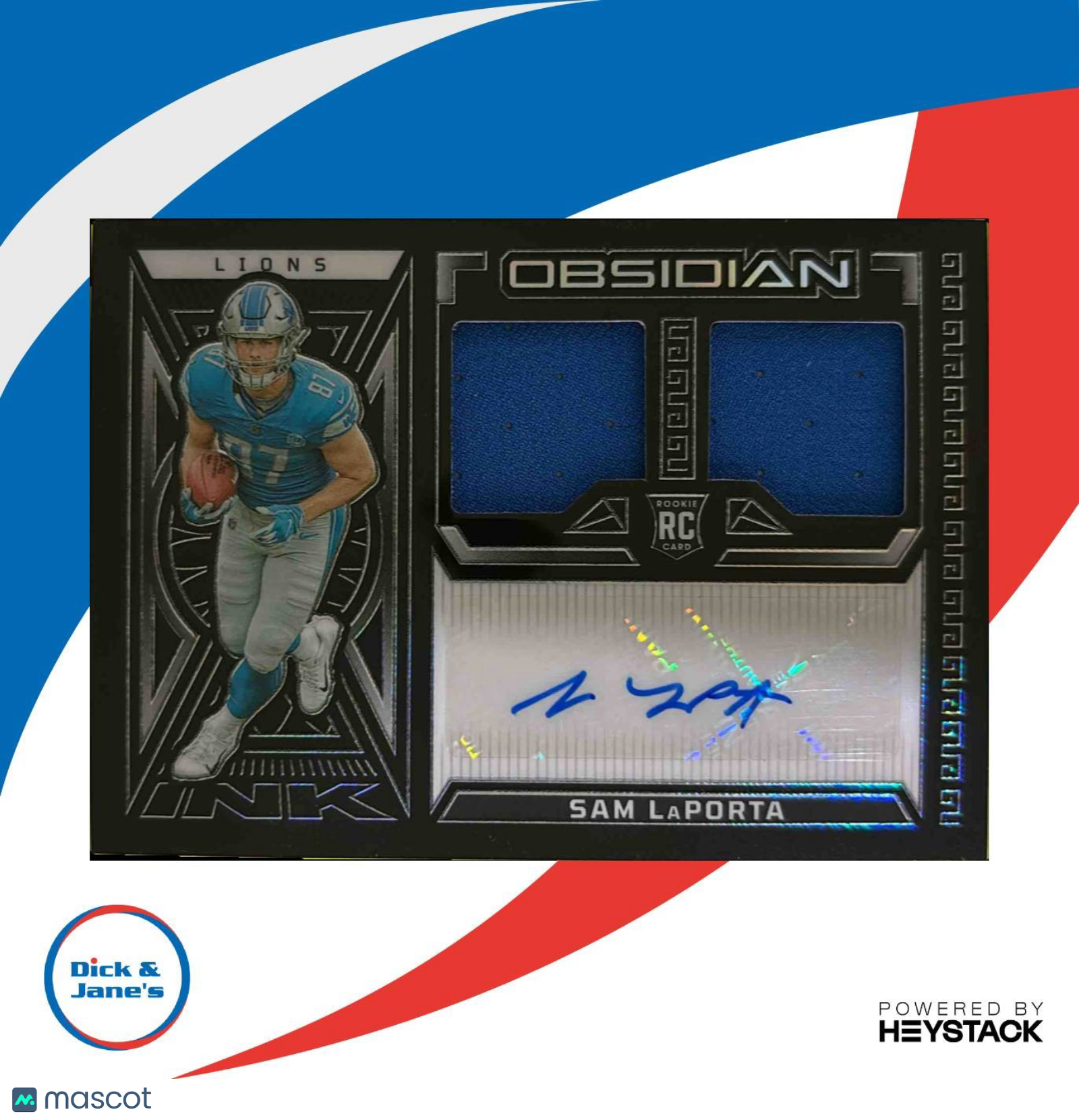 2023 Panini Obsidian Sam LaPorta Rookie Jersey Ink 181/199 Auto RC Detroit Lions - Sports Cards