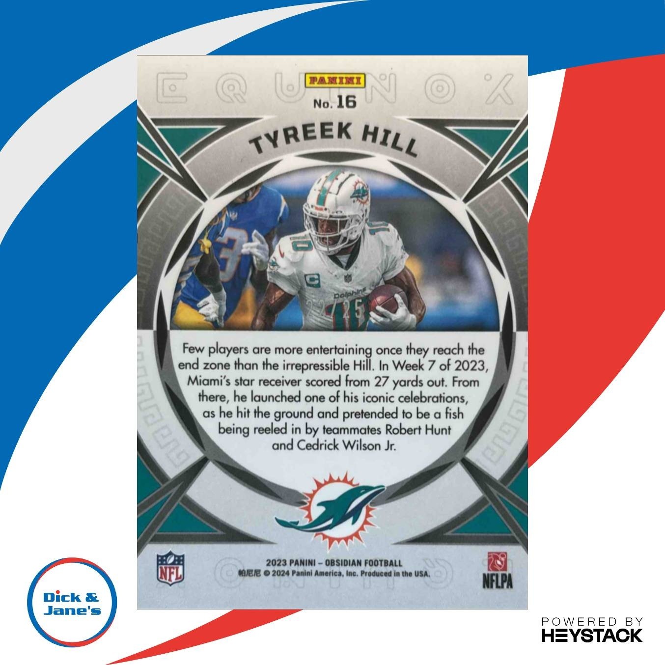 2023 Panini Obsidian Tyreek Hill Equinox Electric Etch Yellow /25 #16 Dolphins - Sports Cards