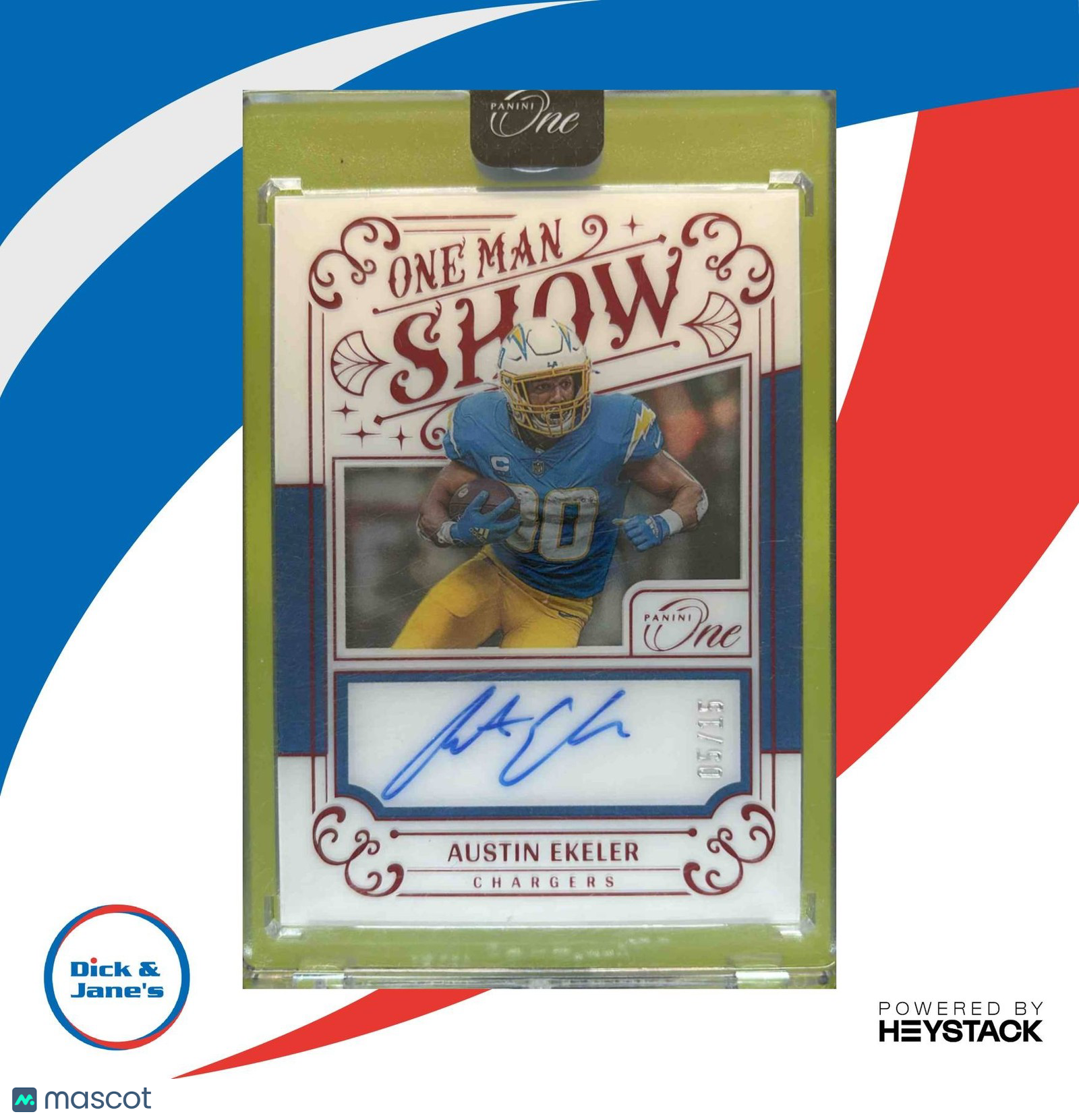 2023 Panini One Austin Ekeler 2022 Man Show Red 5/15 #164 Auto Chargers - Sports Cards