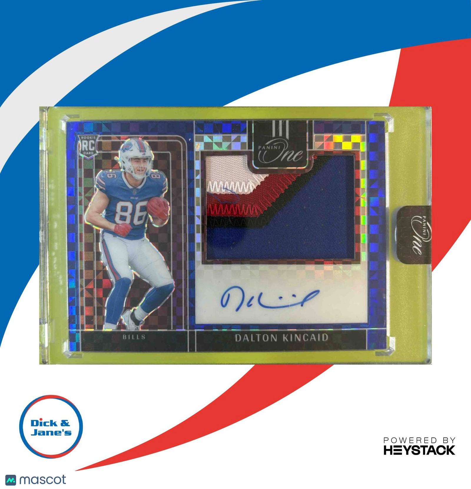 2023 Panini One Dalton Kincaid Blue /75 #321 Patch Auto MEM RC Buffalo Bills - Sports Cards