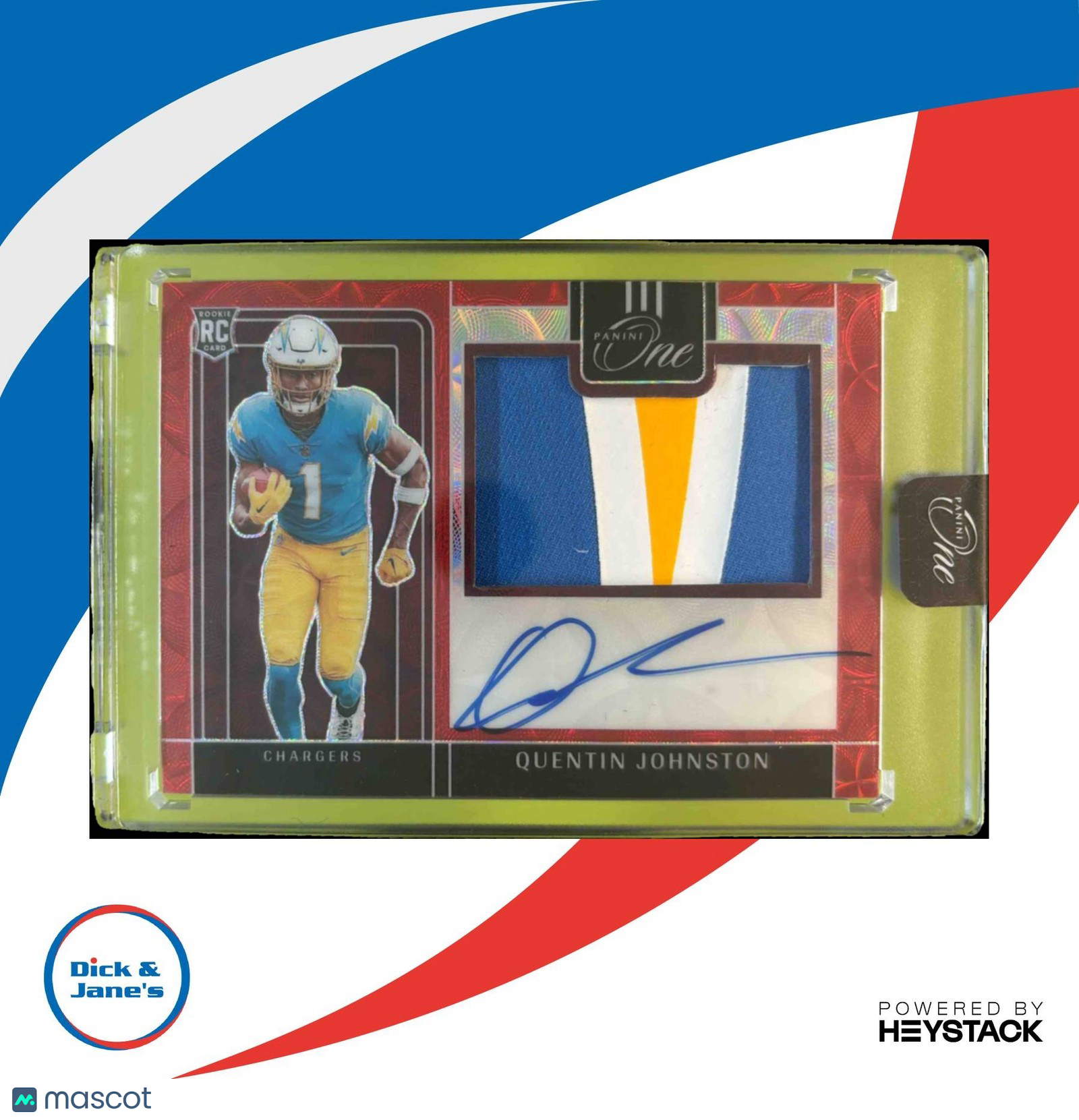 2023 Panini One Quentin Johnston Red /25 #308 Precision Rookie Patch Auto RC - Sports Cards