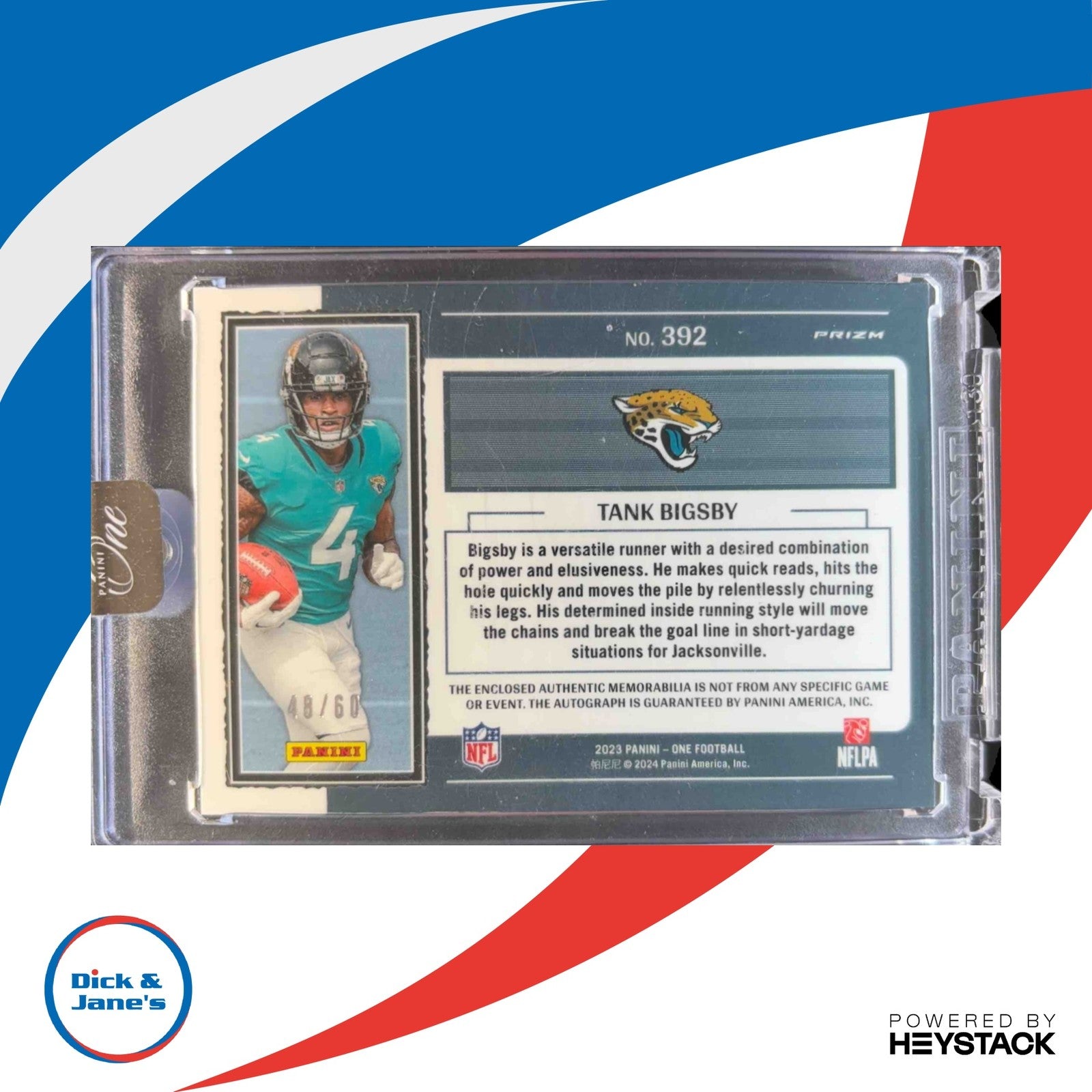 2023 Panini One Rookie Fractal Patch Autographs #392 Tank Bigsby /60 Rookie Auto - Sports Cards