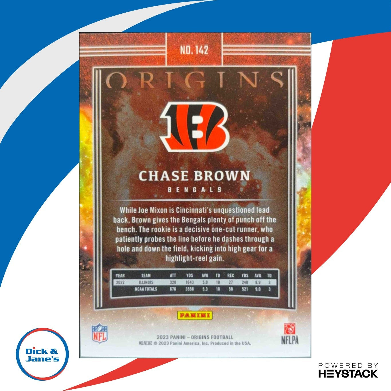 2023 Panini Origins Chase Brown Red 128/149 #142 RC Cincinnati Bengals - Sports Cards