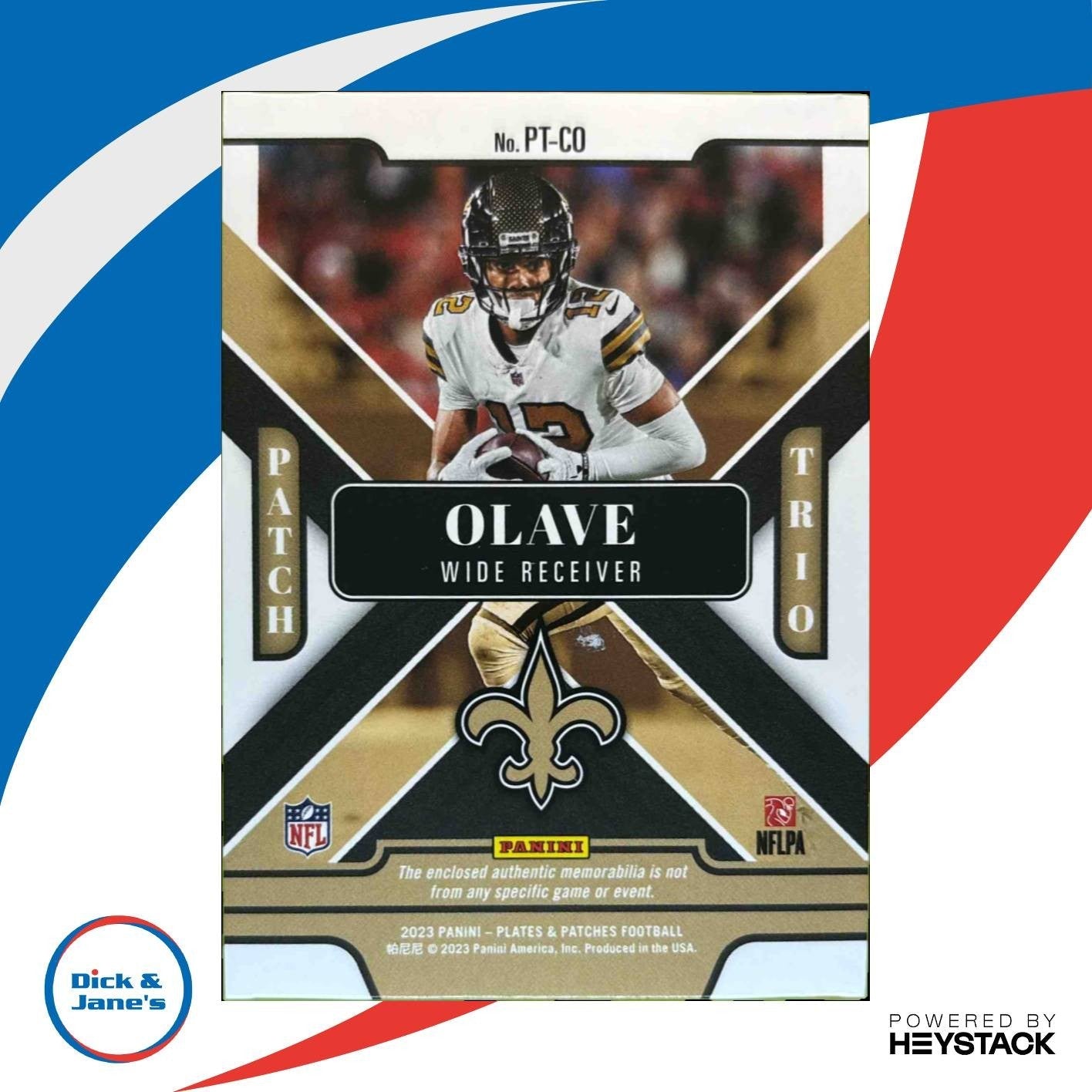 2023 Panini Plates & Patches Chris Olave Patch Trio Blue /25 New Orleans Saints Sports Cards