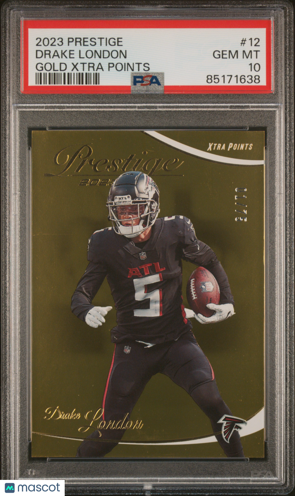 2023 Panini Prestige Drake London Gold Xtra Points #12 PSA 10 - Graded Sports Cards