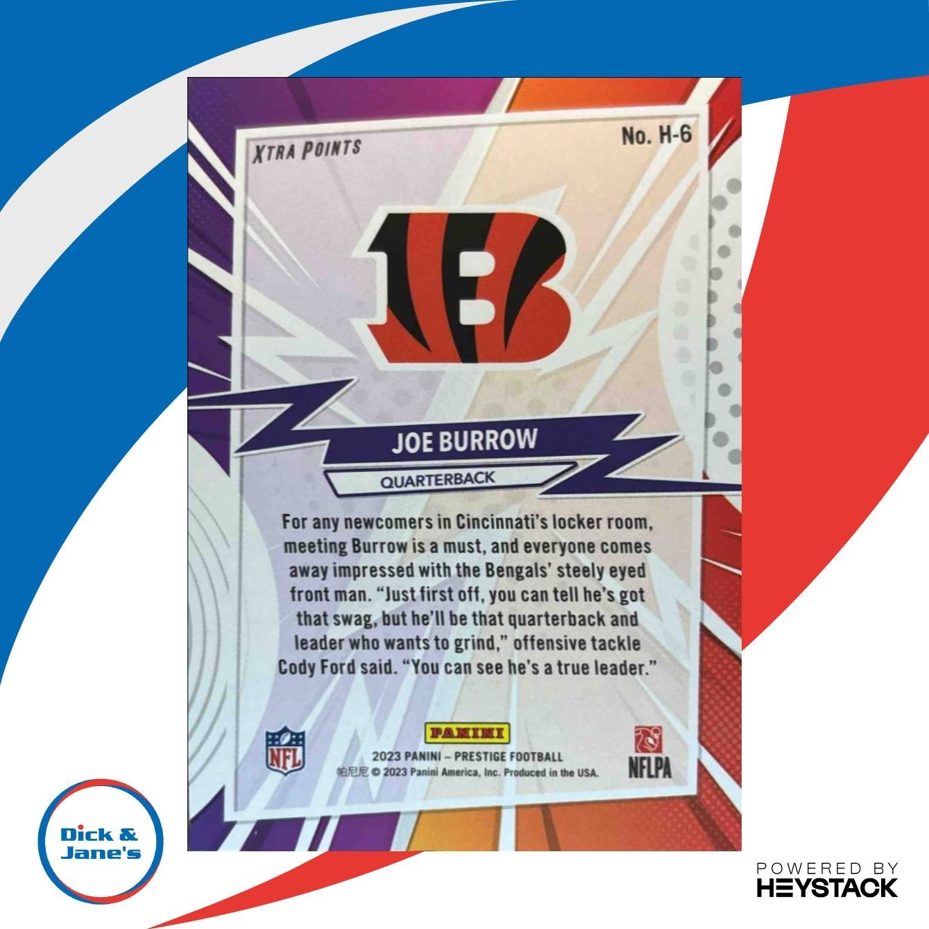 2023 Panini Prestige Joe Burrow Heroes Xtra Points Purple 2/99 #H-6 Bengals - Sports Cards