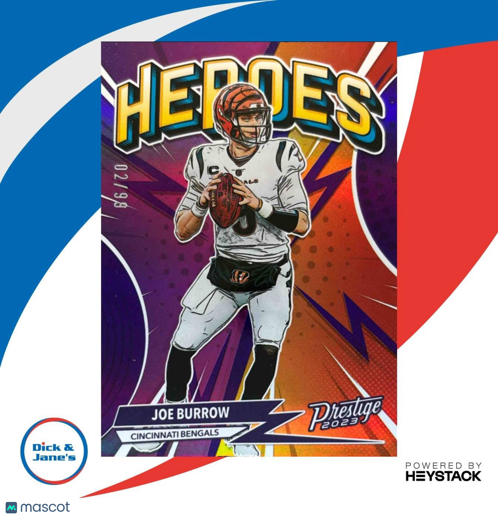 2023 Panini Prestige Joe Burrow Heroes Xtra Points Purple 2/99 #H-6 Bengals - Sports Cards