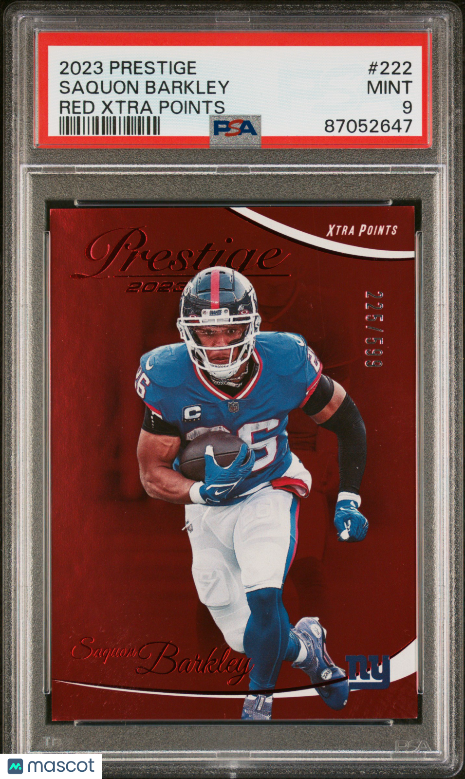 2023 Panini Prestige Saquon Barkley Red Xtra Points 669/977 #222 PSA 9 - Graded Sports Cards