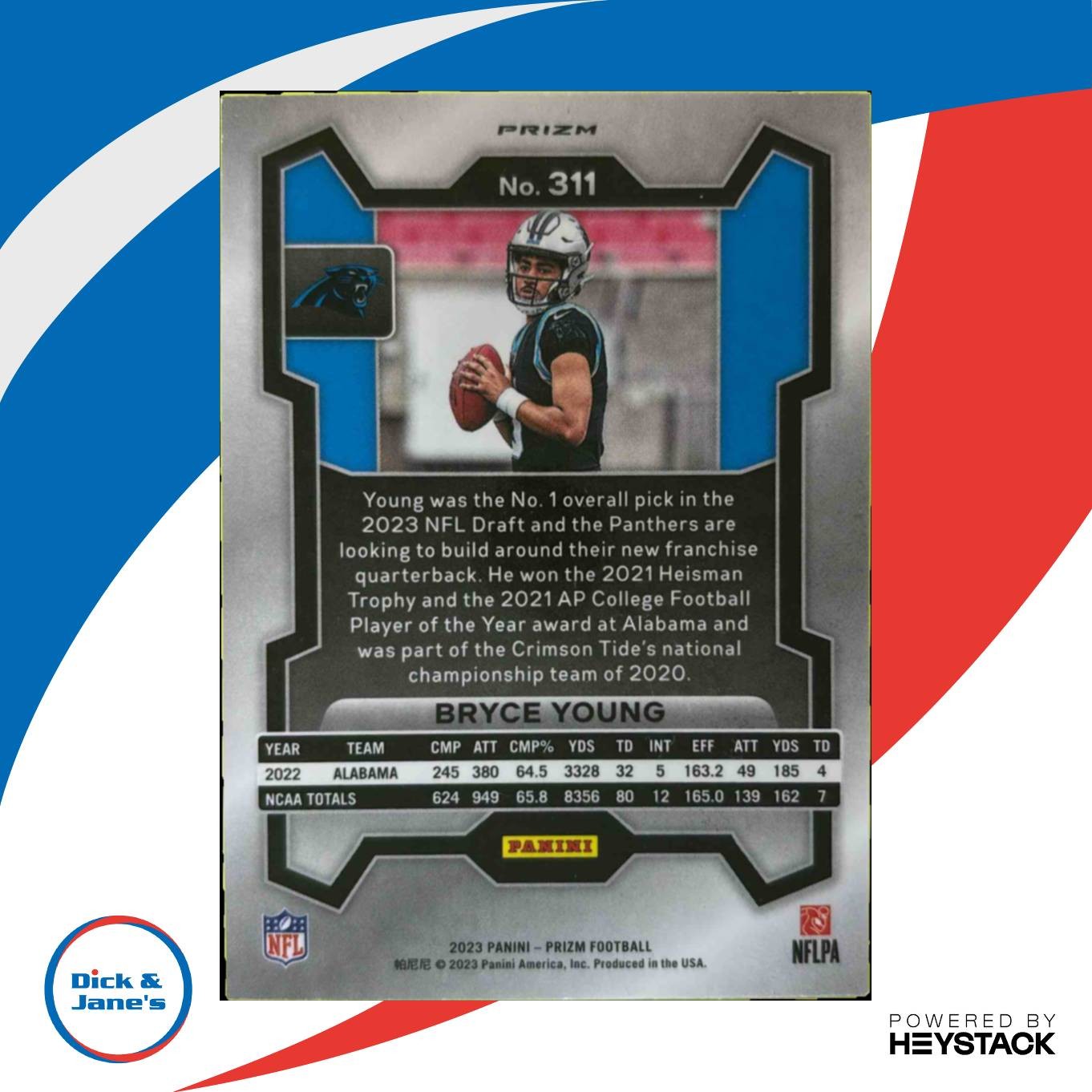 2023 Panini Prizm Bryce Young Neon Green Pulsar #311 RC Carolina Panthers Sports Cards