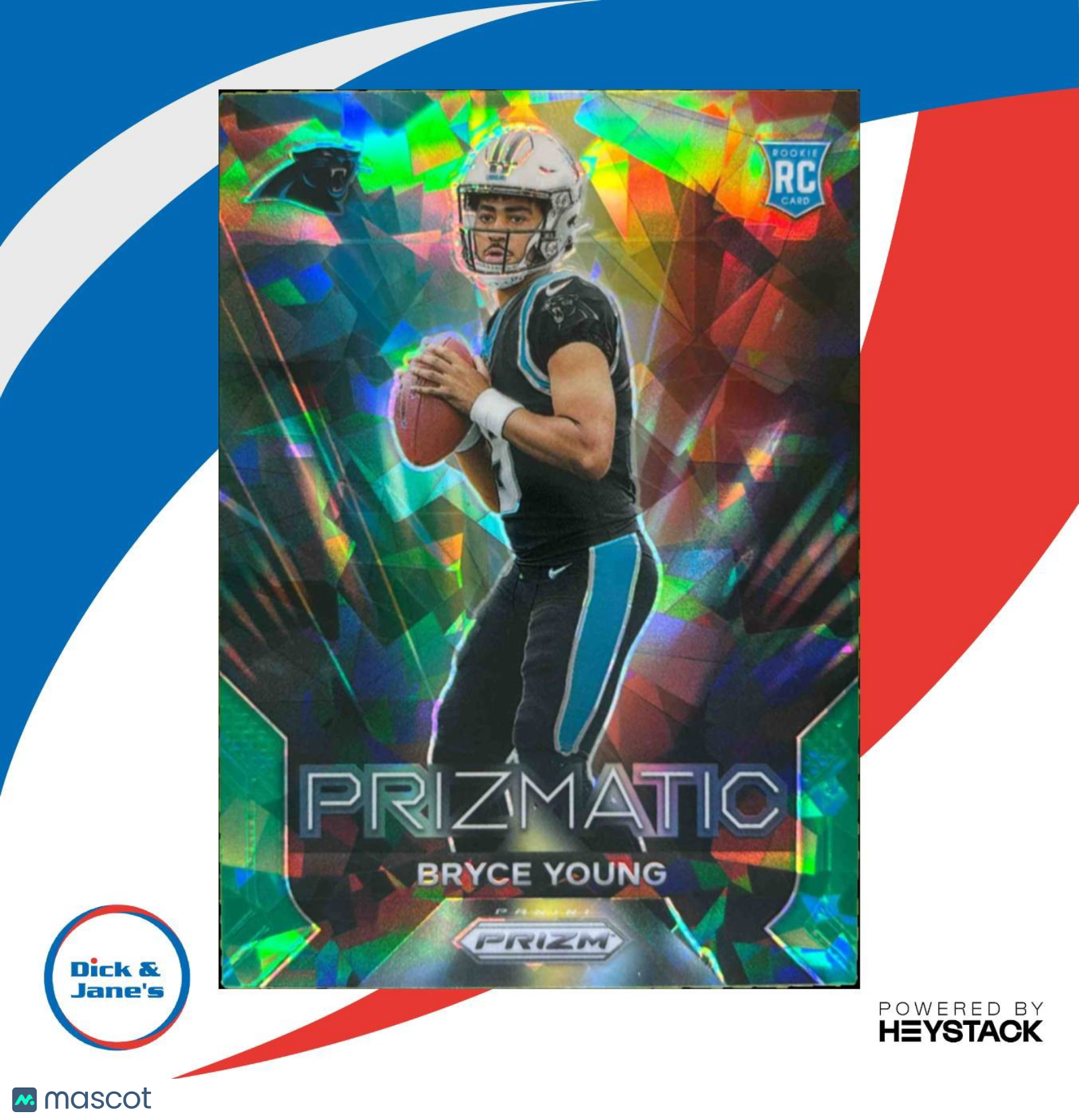 2023 Panini Prizm Bryce Young Prizmatic Prizms Green Ice #4 RC Carolina Panthers - Sports Cards