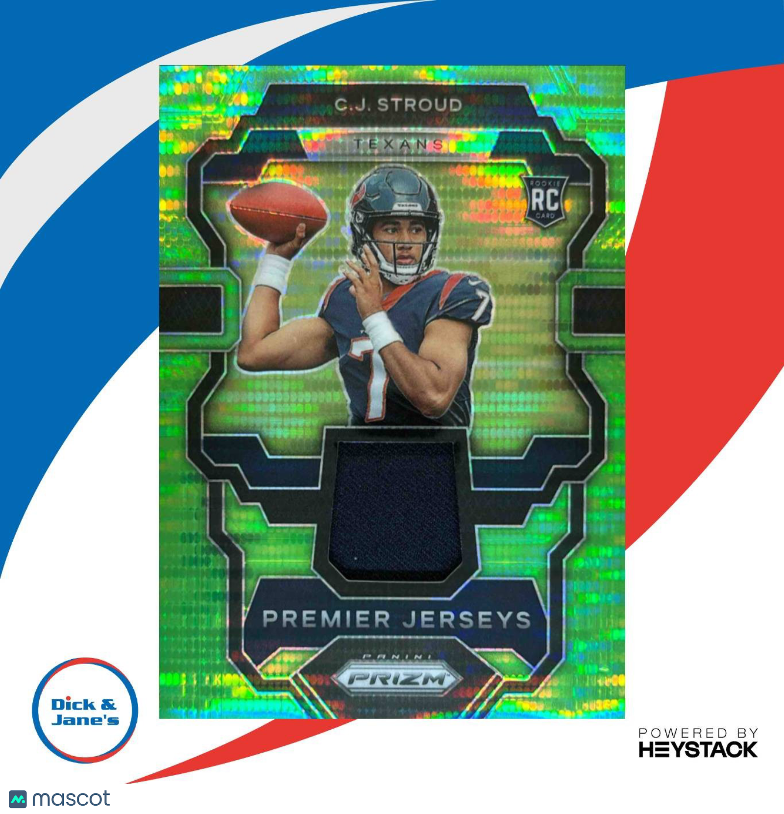2023 Panini Prizm C.J. Stroud Premier Jerseys Neon Green Pulsar Houston Texans - Sports Cards