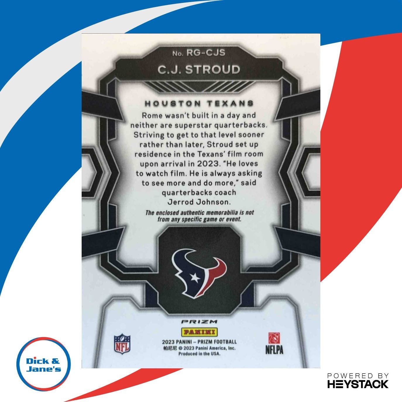 2023 Panini Prizm C.J. Stroud Rookie Gear Neon Green Pulsar Houston Texans - Sports Cards