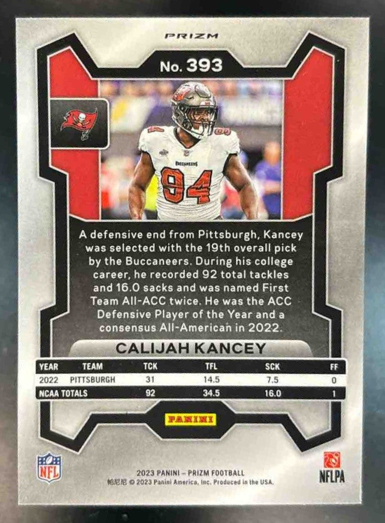 2023 Panini Prizm Calijah Kancey Black and White Checker #393 RC Buccaneers - Sports Cards