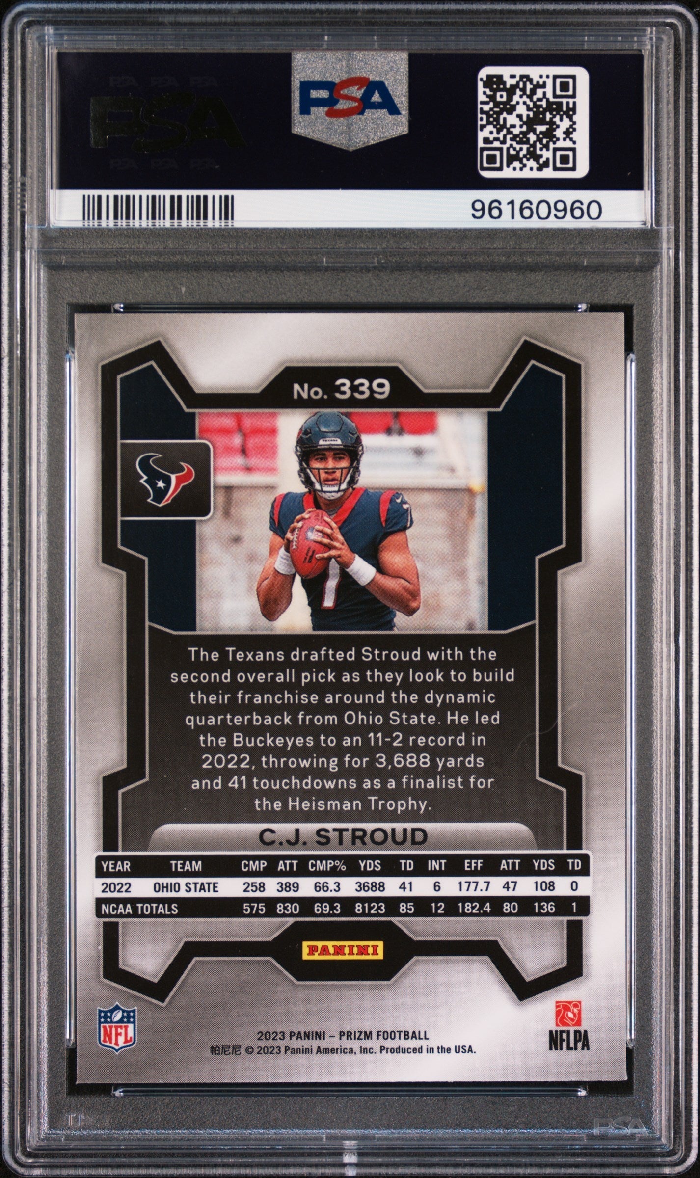 2023 Panini Prizm CJ Stroud Rookie #339 PSA 10 GEM MINT Houston Texans - Graded Sports Cards