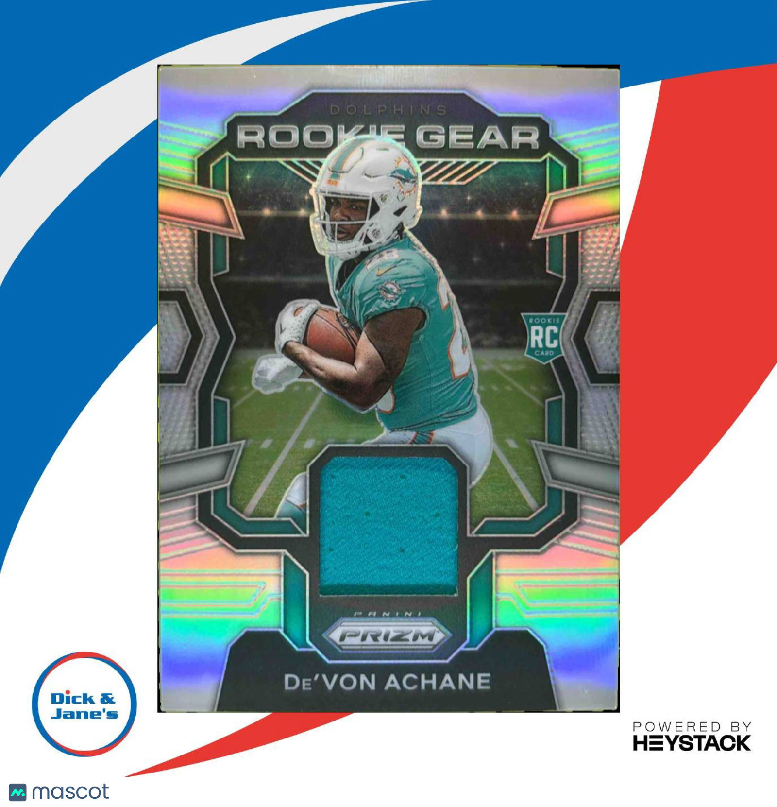 2023 Panini Prizm De’Von Achane Rookie Gear #RG-DA MEM RC Miami Dolphins - Sports Cards