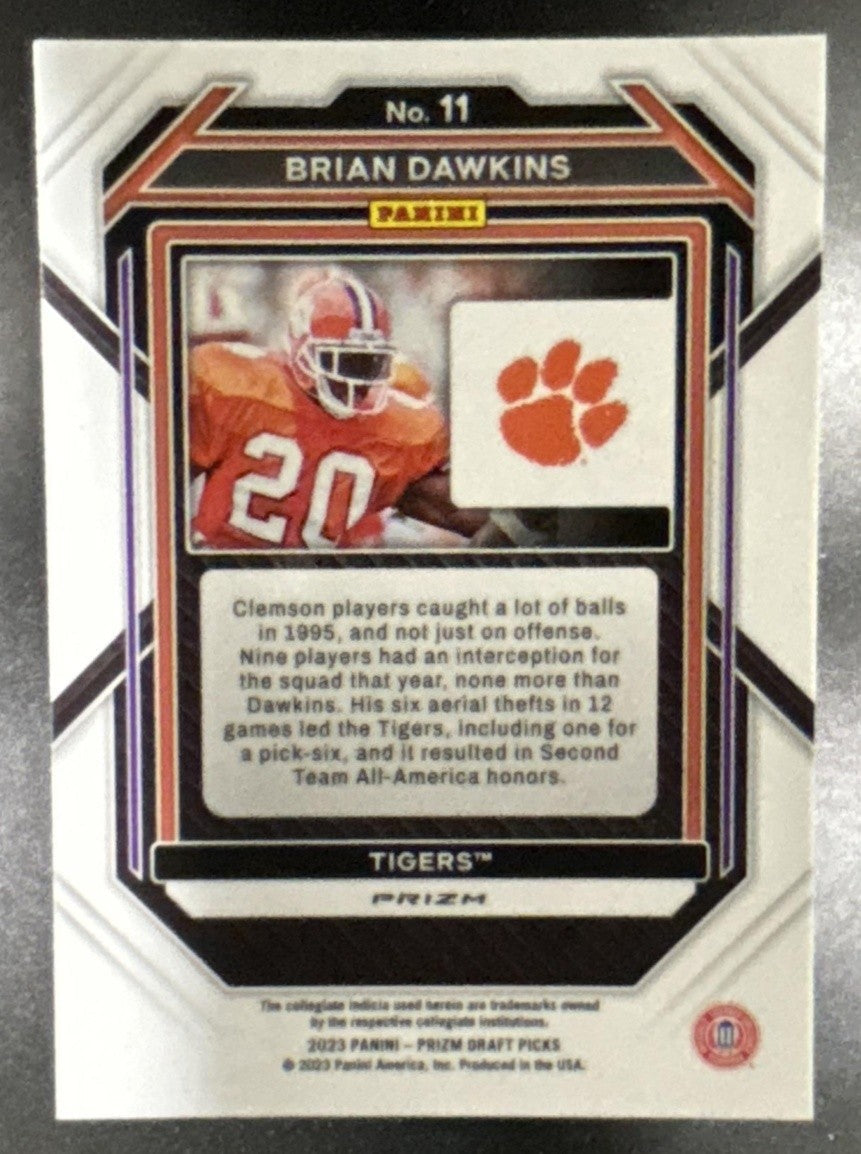 2023 Panini Prizm Draft Picks Brian Dawkins Prizms Gold Ice #11 Clemson Tigers - Sports Cards