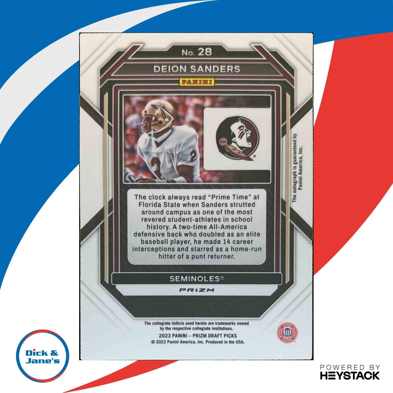 2023 Panini Prizm Draft Picks Deion Sanders Prizms Silver Auto #28 Seminoles - Sports Cards