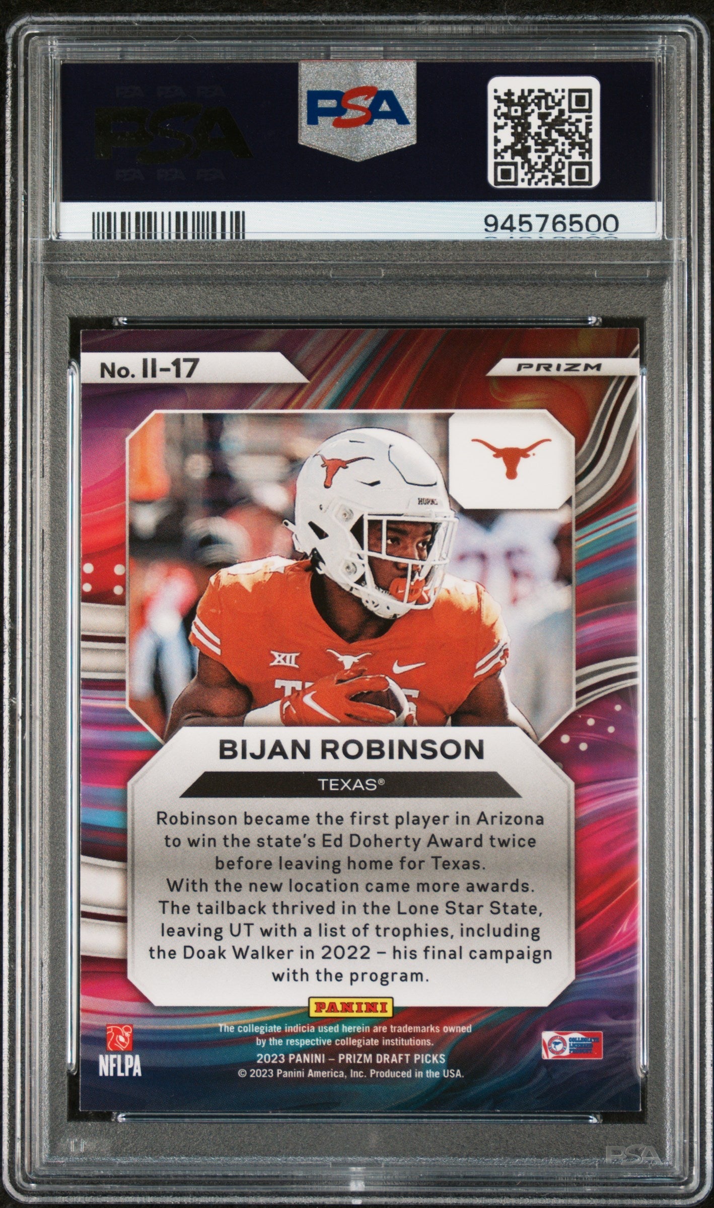 2023 Panini Prizm Draft Picks Instant Impact Bijan Robinson Gold Ice PRZ #II17 PSA 10 - Graded Sports Cards