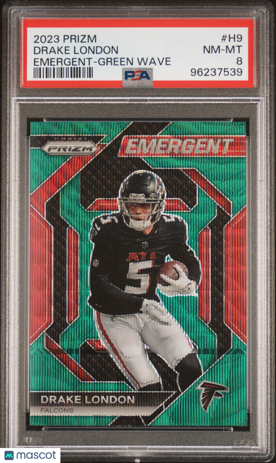 2023 Panini Prizm Emergent Drake London Green Wave #H9 PSA 8 - Graded Sports Cards