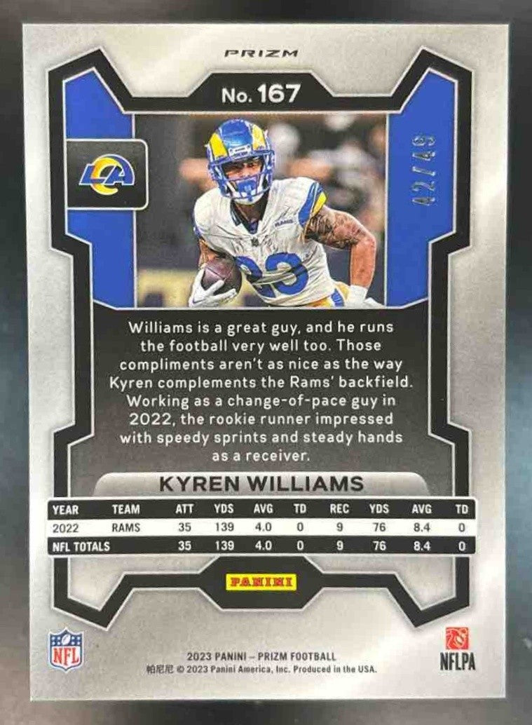 2023 Panini Prizm Kyren Williams Purple Power /49 #167 Los Angeles Rams - Sports Cards