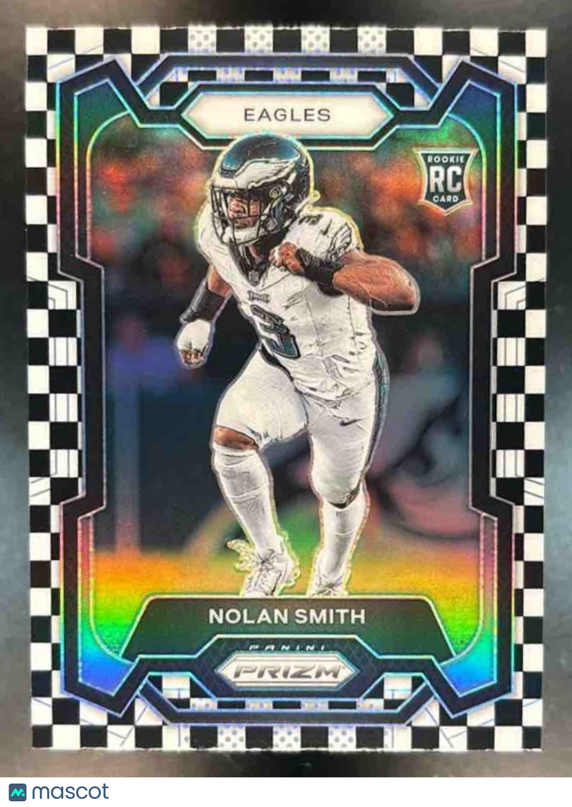 2023 Panini Prizm Nolan Smith Black and White Checker #382 RC Eagles - Sports Cards