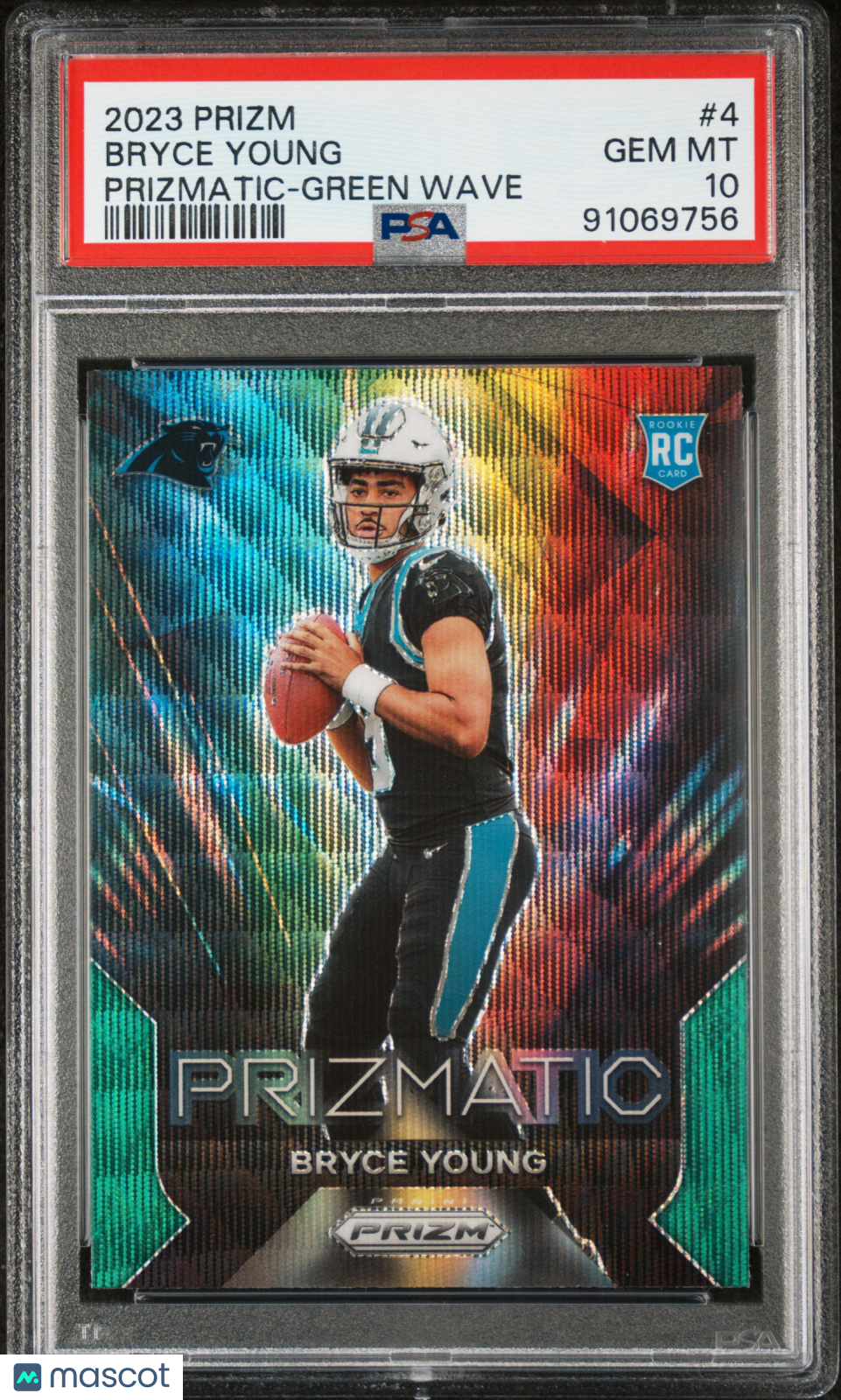 2023 Panini Prizm Prizmatic Bryce Young Green Wave #4 PSA 10 Graded Sports Cards