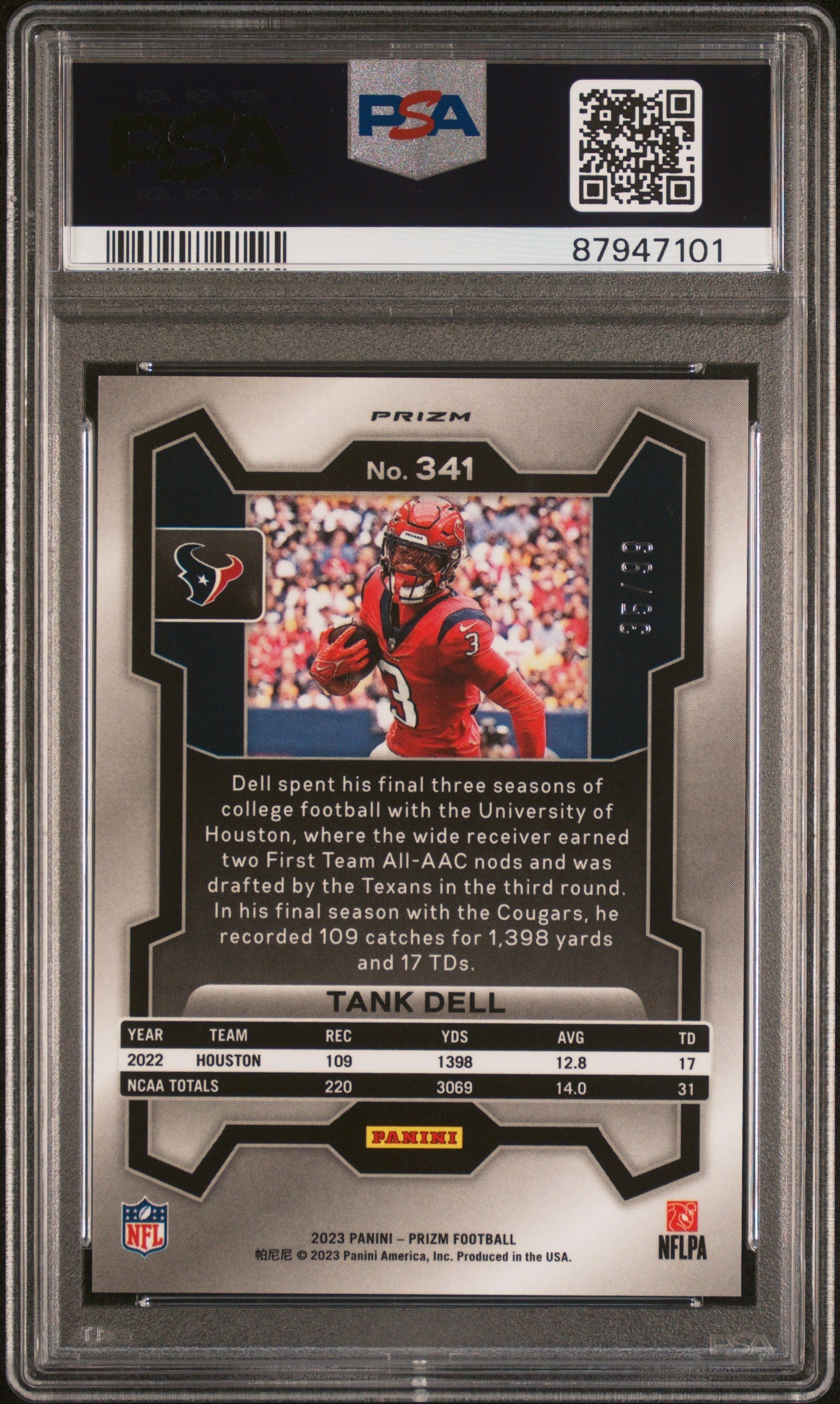 2023 Panini Prizm Tank Dell Blue Ice Rookie /99 #341 PSA 9 Houston Texans - Graded Sports Cards